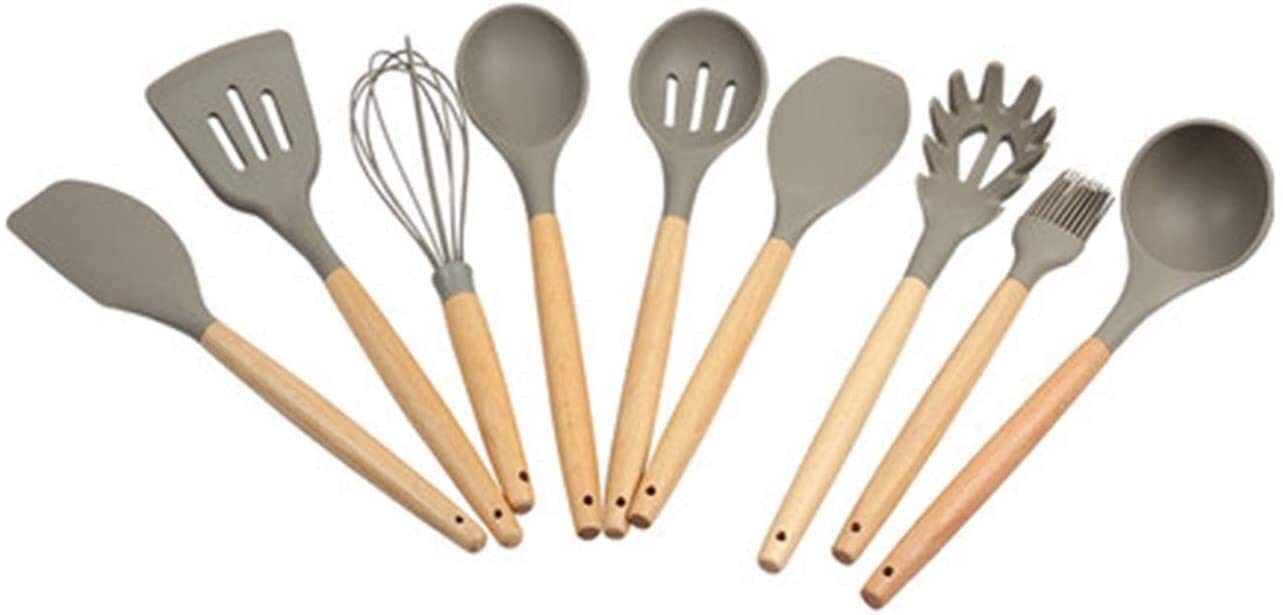 9-Piece Silicone Kitchen Utensil Set - Non-Stick Cooking Spatula, Spoon & Turner - Heat Resistant & Easy Clean Cookware Tools for Baking, Frying & Everyday Cooking