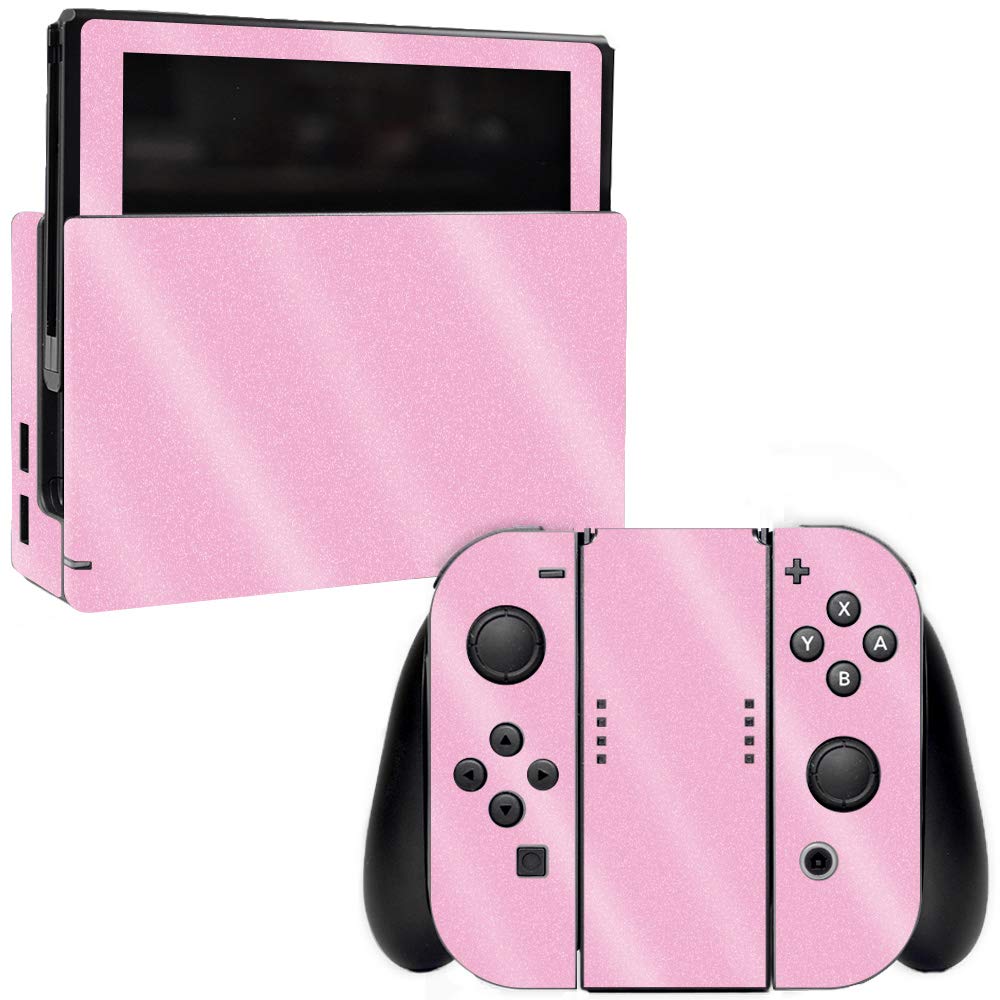 MightySkins Glossy Glitter Skin Cover for Nintendo Switch - Pink | Protective & Durable High-Gloss Finish | Easy to Apply & Remove | USA Made | Perfect for Gaming, Travel & Customizing Your Console