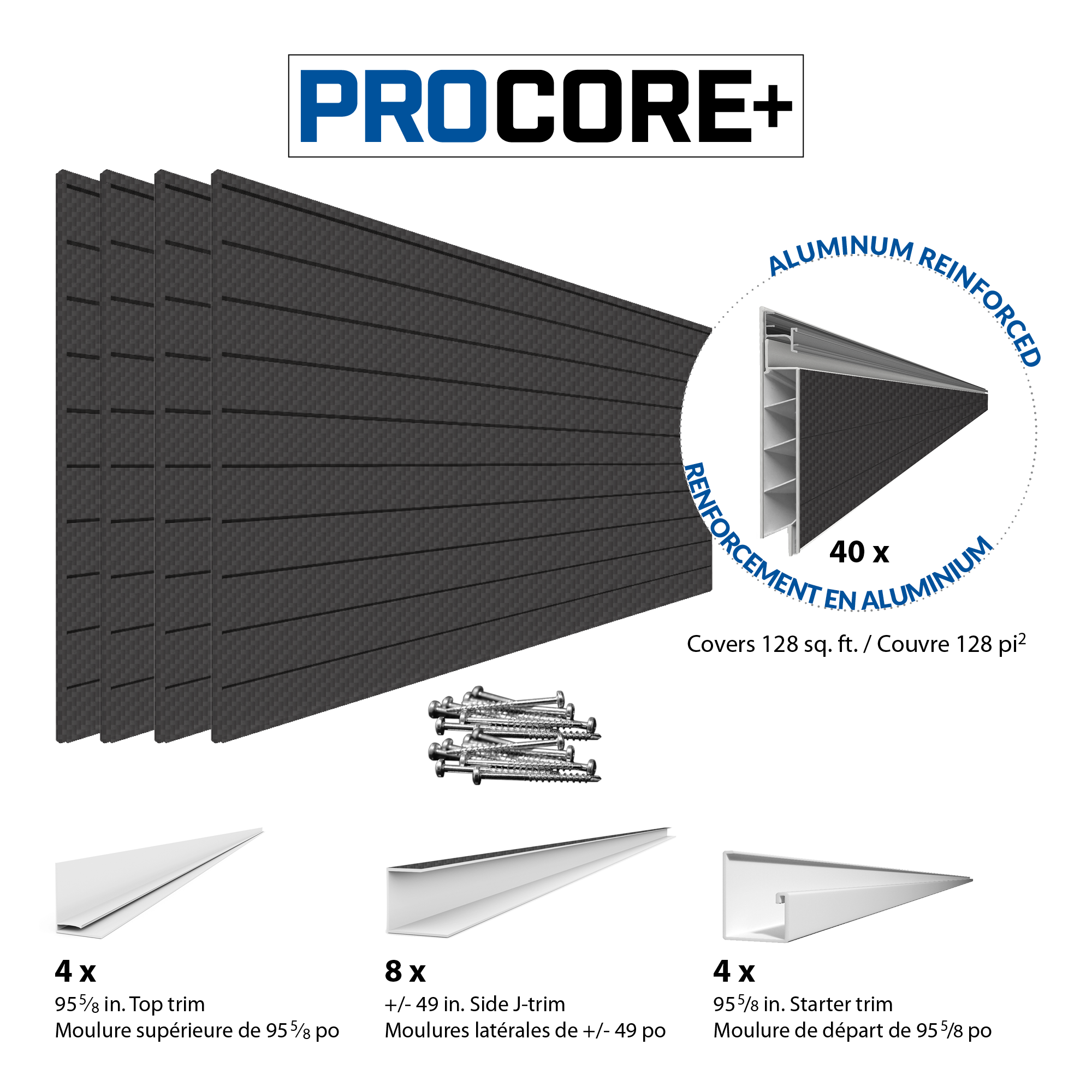 4 ft x 8 ft Black Carbon Fiber PVC Slatwall Panel - 4 Pack (128 sq ft) - Retail Display Shelving for Stores, Garages & Home Organization