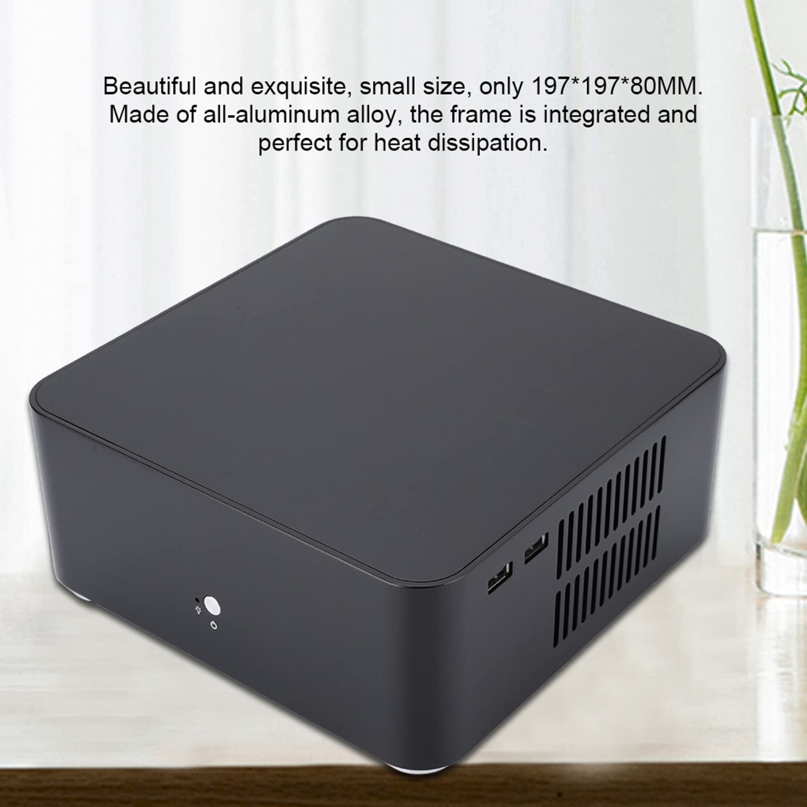 Mini ITX Computer Case - Compact Aluminum Alloy Gaming PC Case for Small Form Factor Builds | Perfect for HTPC, Home Theater & Space-Saving Desktop Setup (Black)