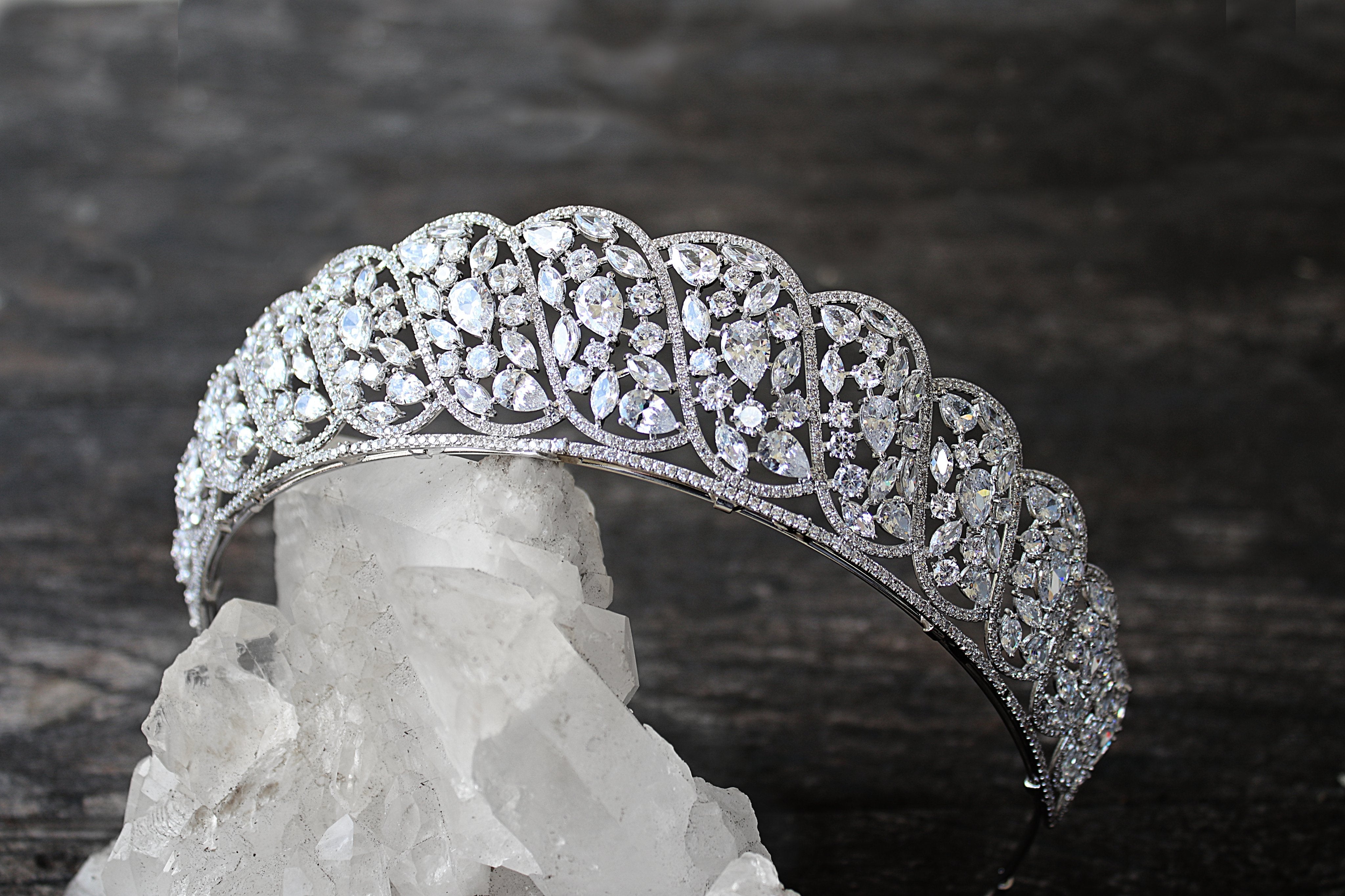 Delia Tiara - Elegant Rhinestone Bridal Hair Accessories for Weddings, Prom & Special Occasions