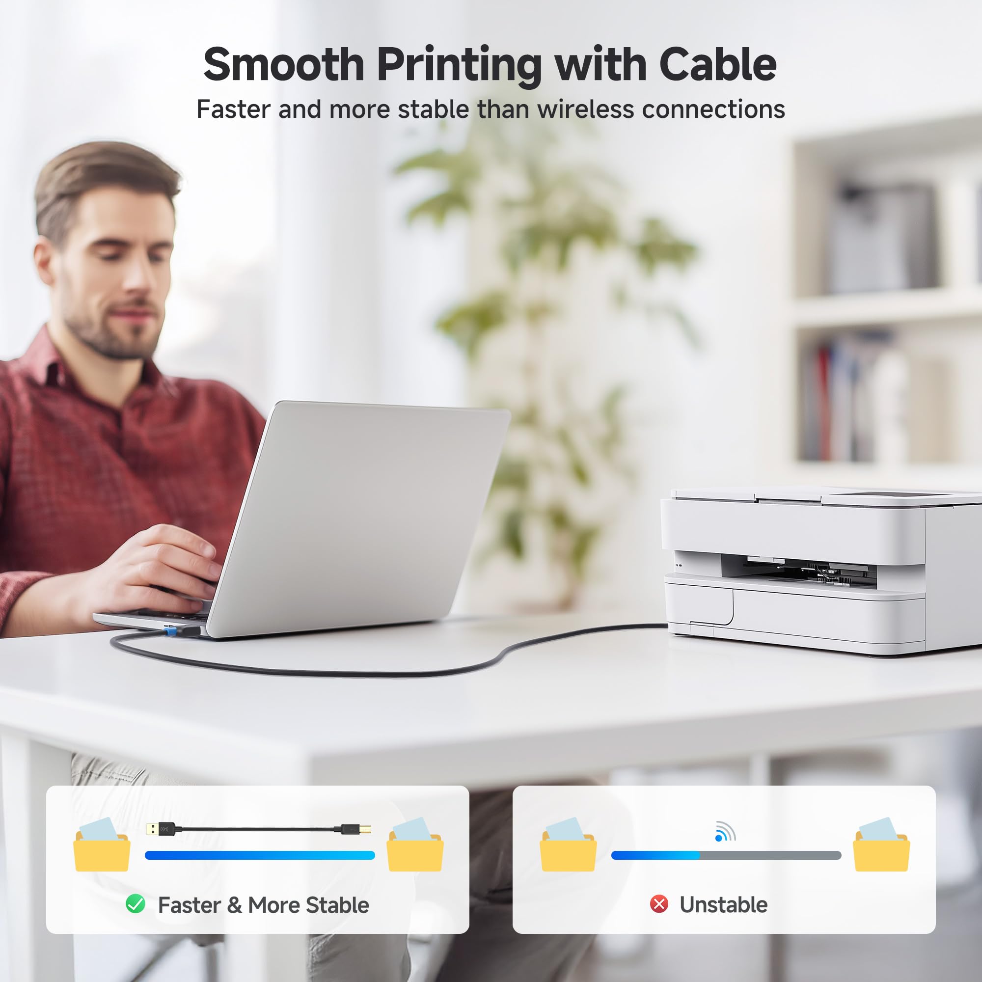 Cable Matters 3-Pack 3ft USB A to B Cable - High-Speed Printer Cable for HP, Epson, Canon Printers | Compatible with External Hard Drives, Audio Interfaces, Scanners & MIDI Devices | Durable Black USB 2.0 Cable for Home Office & Studio Setup