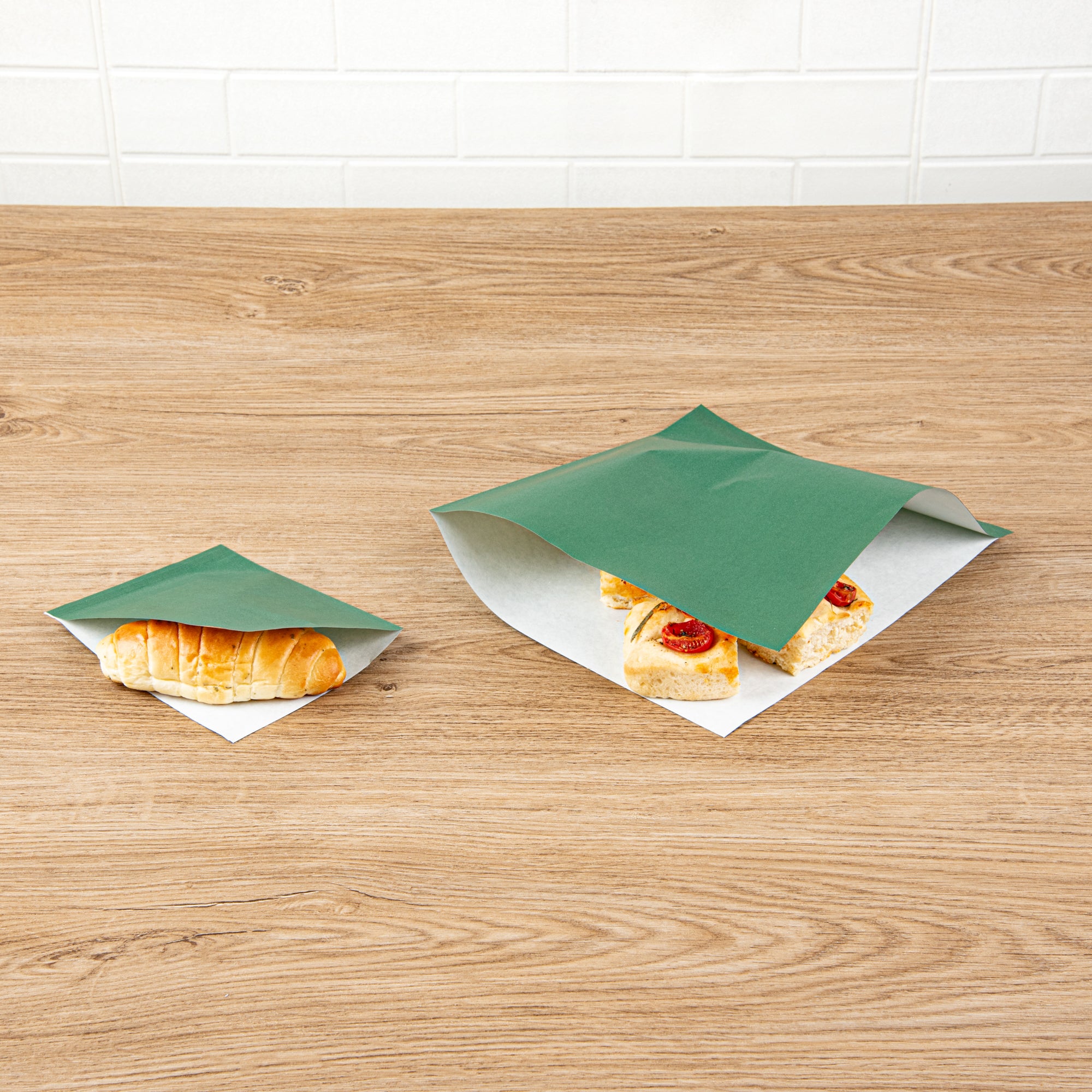 Eco-Friendly Forest Green Greaseproof Paper Bags - 6.25