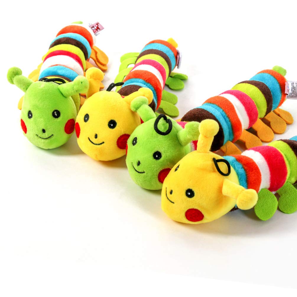 POPETPOP Puppy Teething Toy - Plush Chew Toy for Puppies & Cats - Squeaky Caterpillar for Playtime