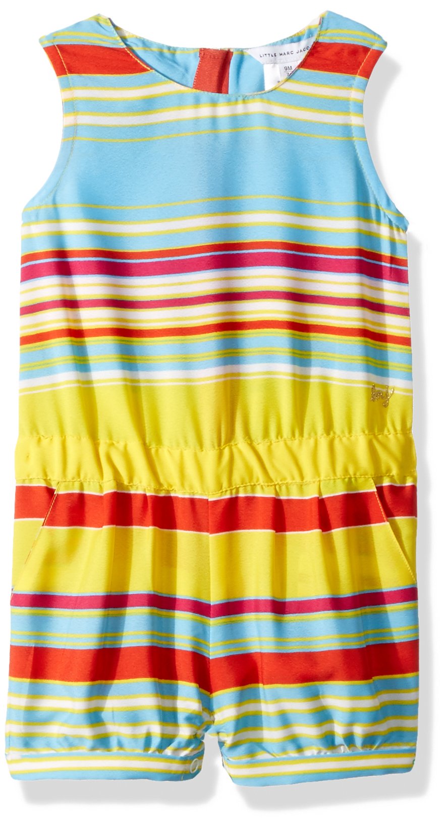 Little Marc Jacobs Baby Girls' Striped Romper - Soft Cotton Jumpsuit for Infants & Toddlers - Perfect for Playdates, Daycare & Summer Outfits