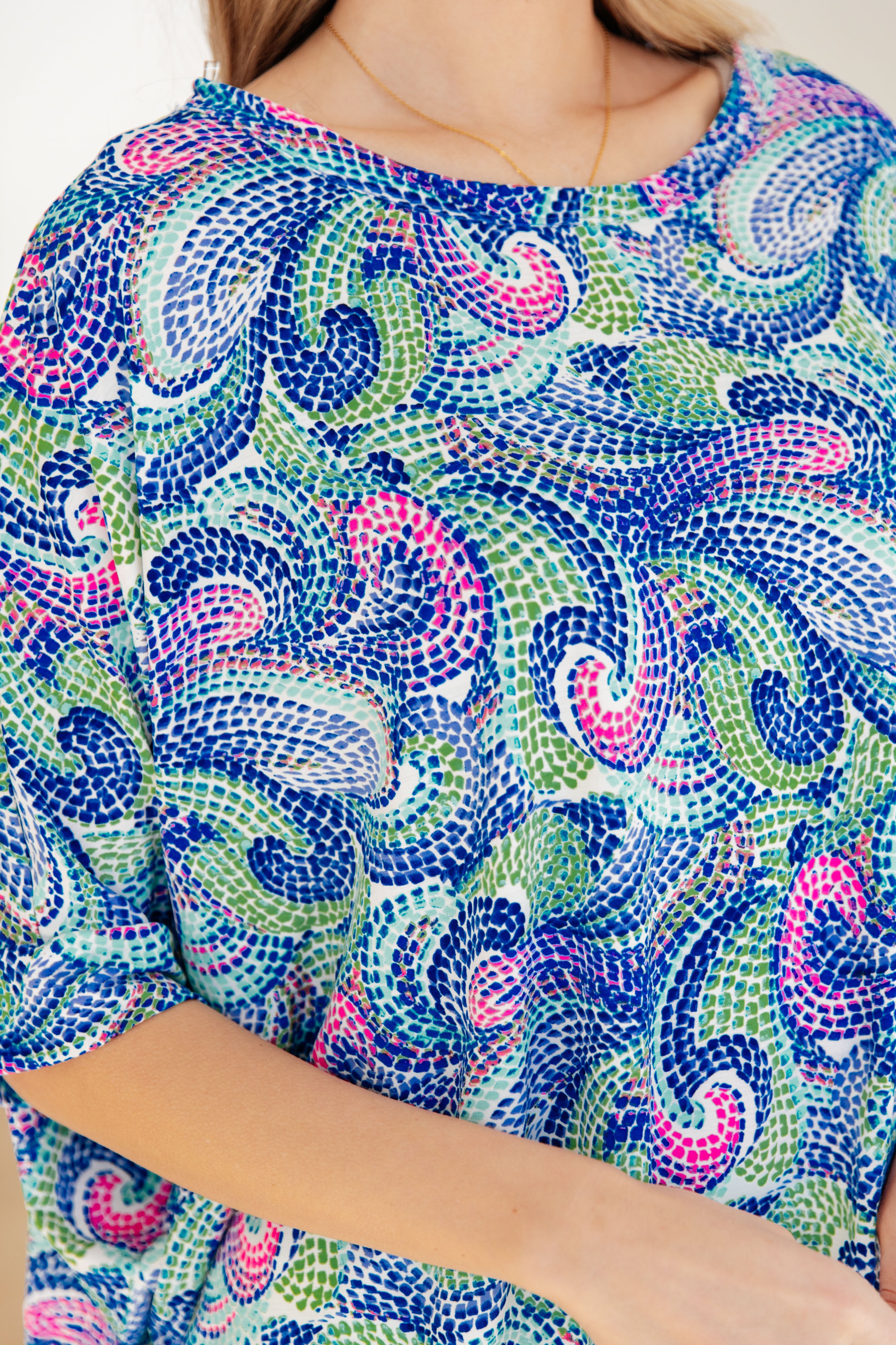 Essential Blouse in Painted Blue Mix - Women's Casual & Office Wear - Perfect for Work, Date Night & Everyday Outfits