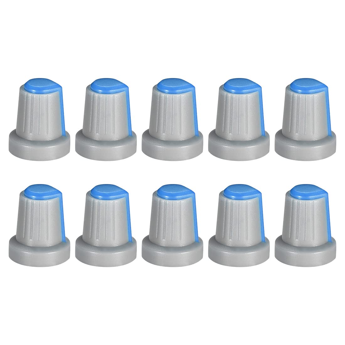 uxcell 10Pcs 6mm Shaft Hole Knob for Speaker Effect Pedal Amplifier - Grey Potentiometer Knob with Blue Mark - Perfect for Guitar Effects, Audio Equipment & DIY Electronics Projects