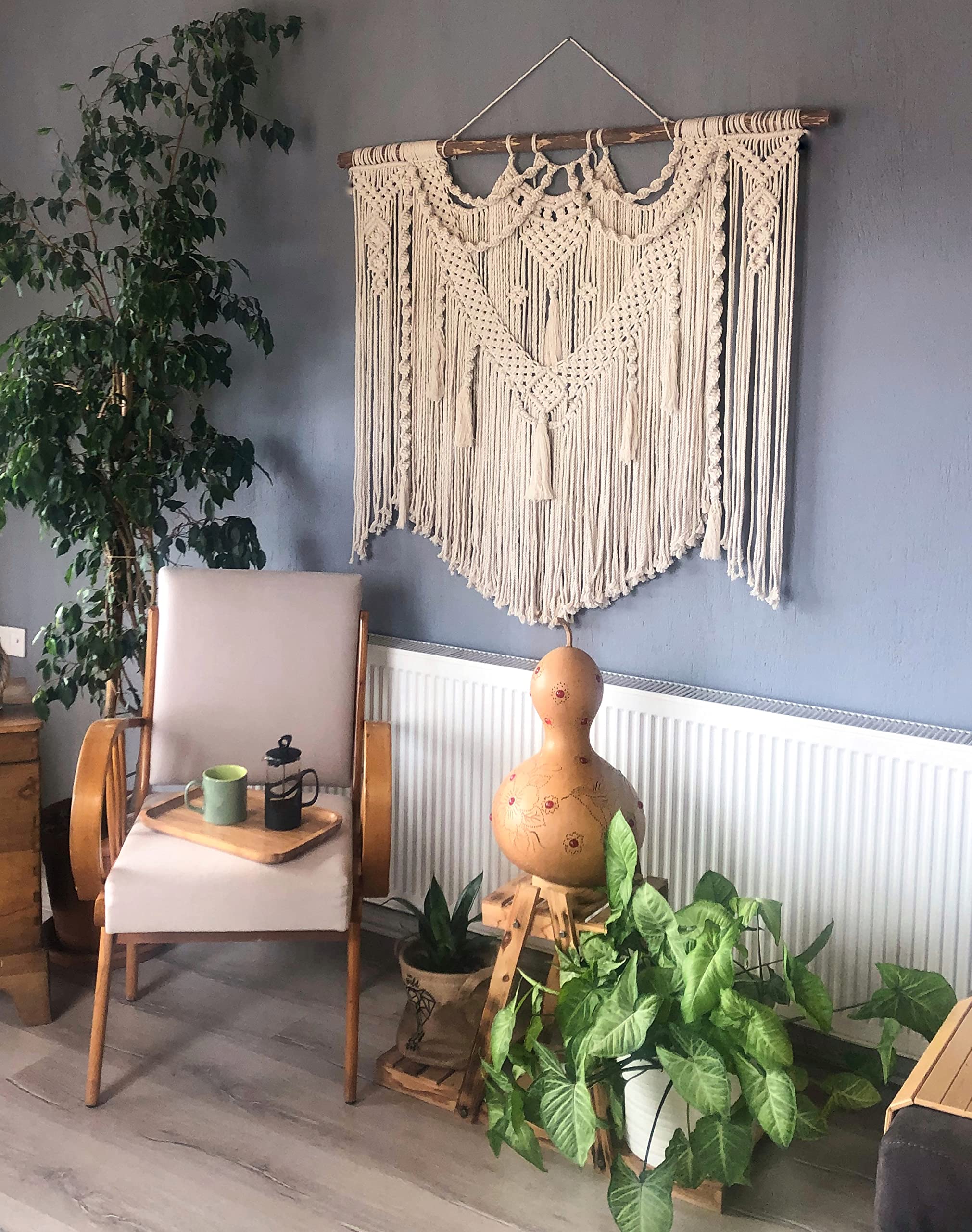 Extra Large Macrame Wall Hanging - Bohemian Woven Yarn Tapestry for Bedroom, Dorm & Home Decor | Boho Wall Art, Aesthetic Headboard & Room Decor | Perfect for Living Room, Nursery & Wedding Backdrop
