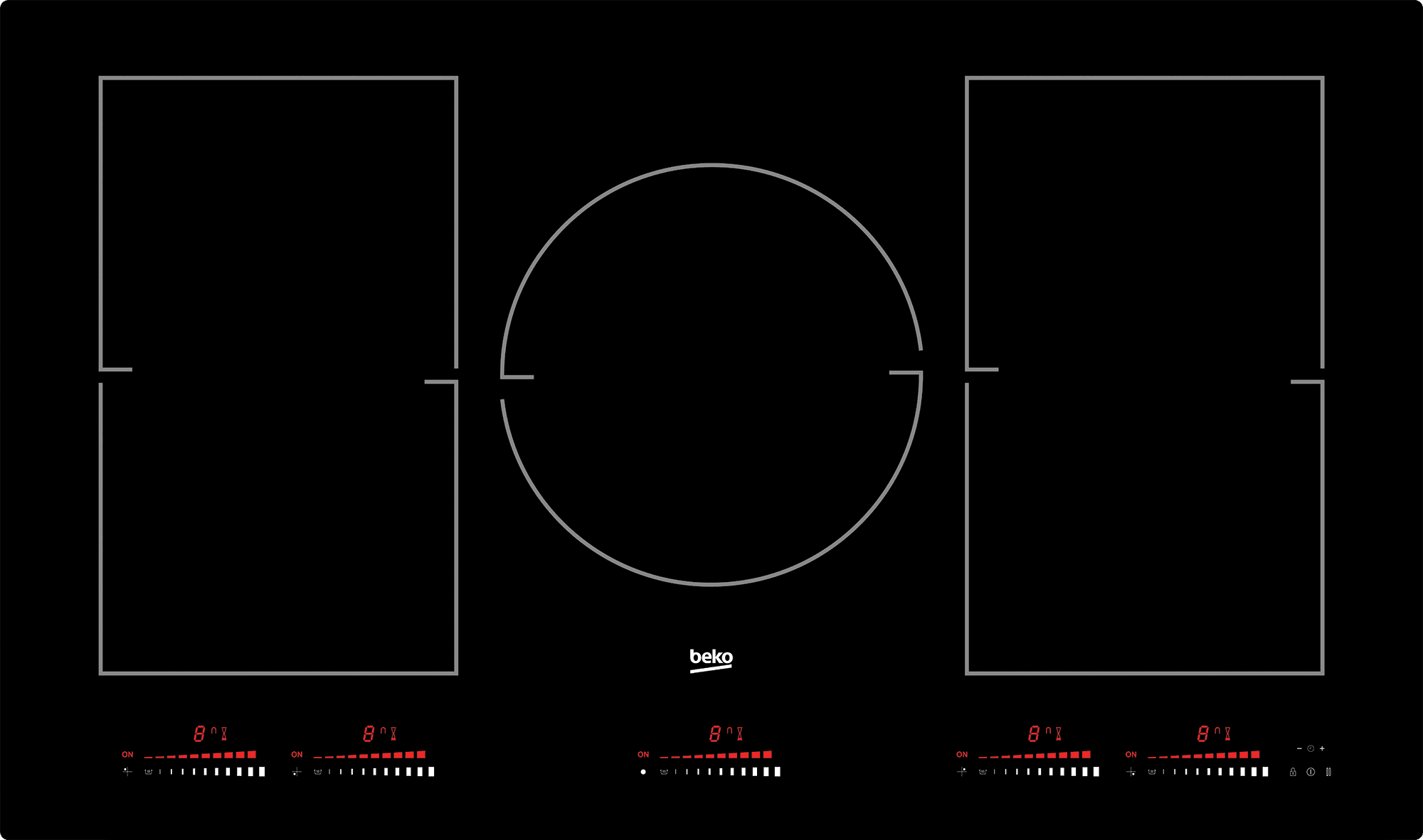 Beko BCTI36510 36-Inch Built-In Induction Cooktop with 5 Cooking Zones, Touch Control - Perfect for Modern Kitchens, Fast & Energy-Efficient Cooking