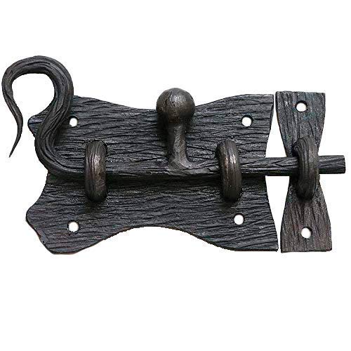 Sturdy Hand-Forged Door Latch & Slide Bolt - Heavy Duty Barn, Shed, and Gate Lock for Rustic Security - Perfect for Farmhouses, Storage Units, and Outdoor Buildings
