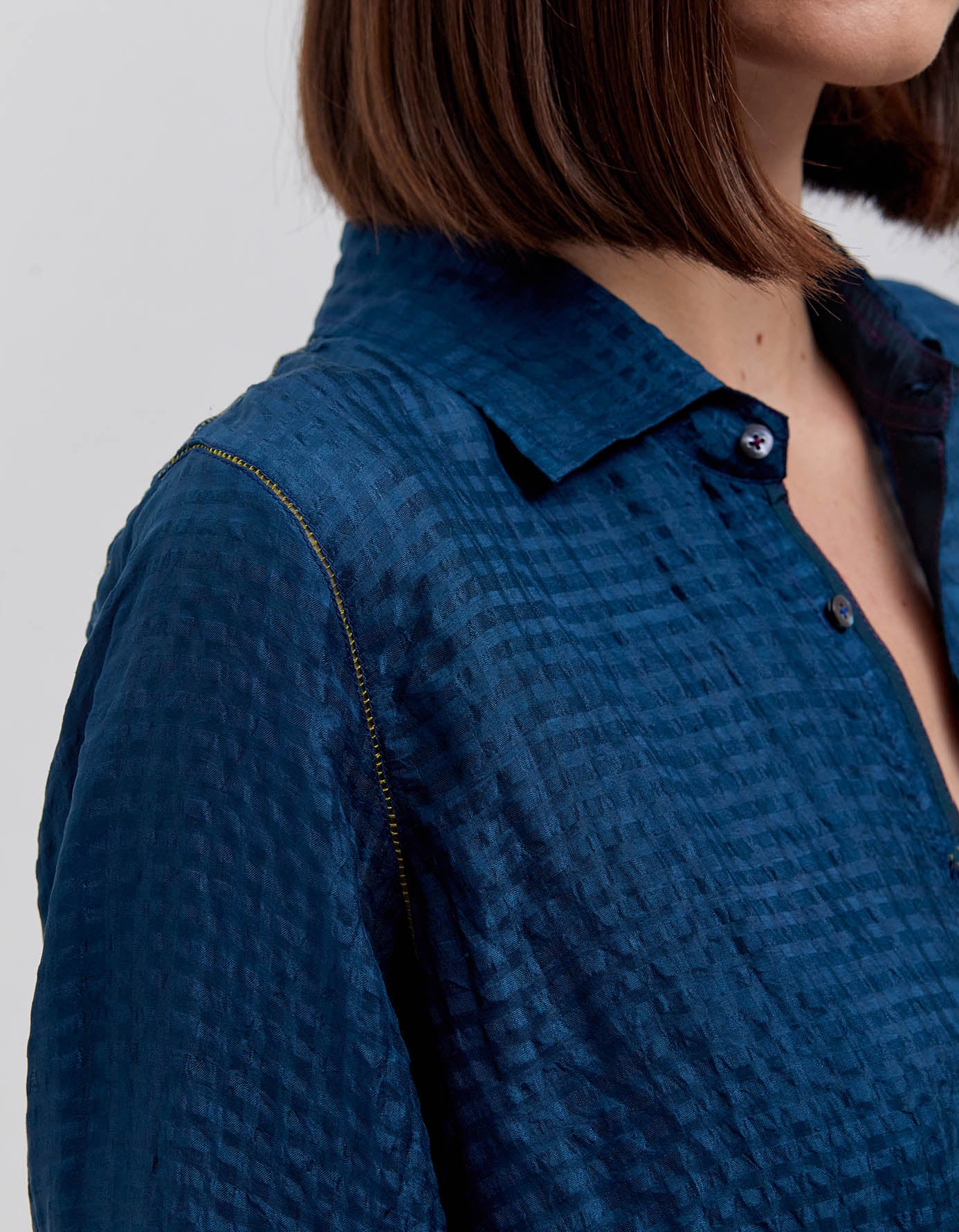 Stylish Oversized Silk Shirt in Teal Check Print - Perfect for Casual Outings & Office Wear
