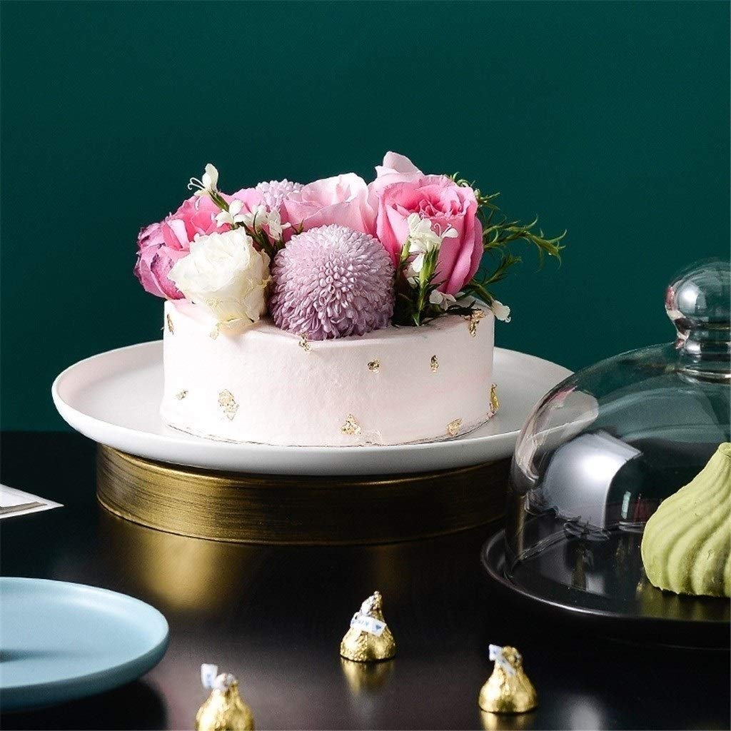 6/8/10 Inch Glass Cake Dome with Stand - Elegant Porcelain Serving Platter for Desserts, Snacks & Fruit Preservation - Chip & Dip Server for Parties, Afternoon Tea & Kitchen Display (Blue, 26x26x20CM)