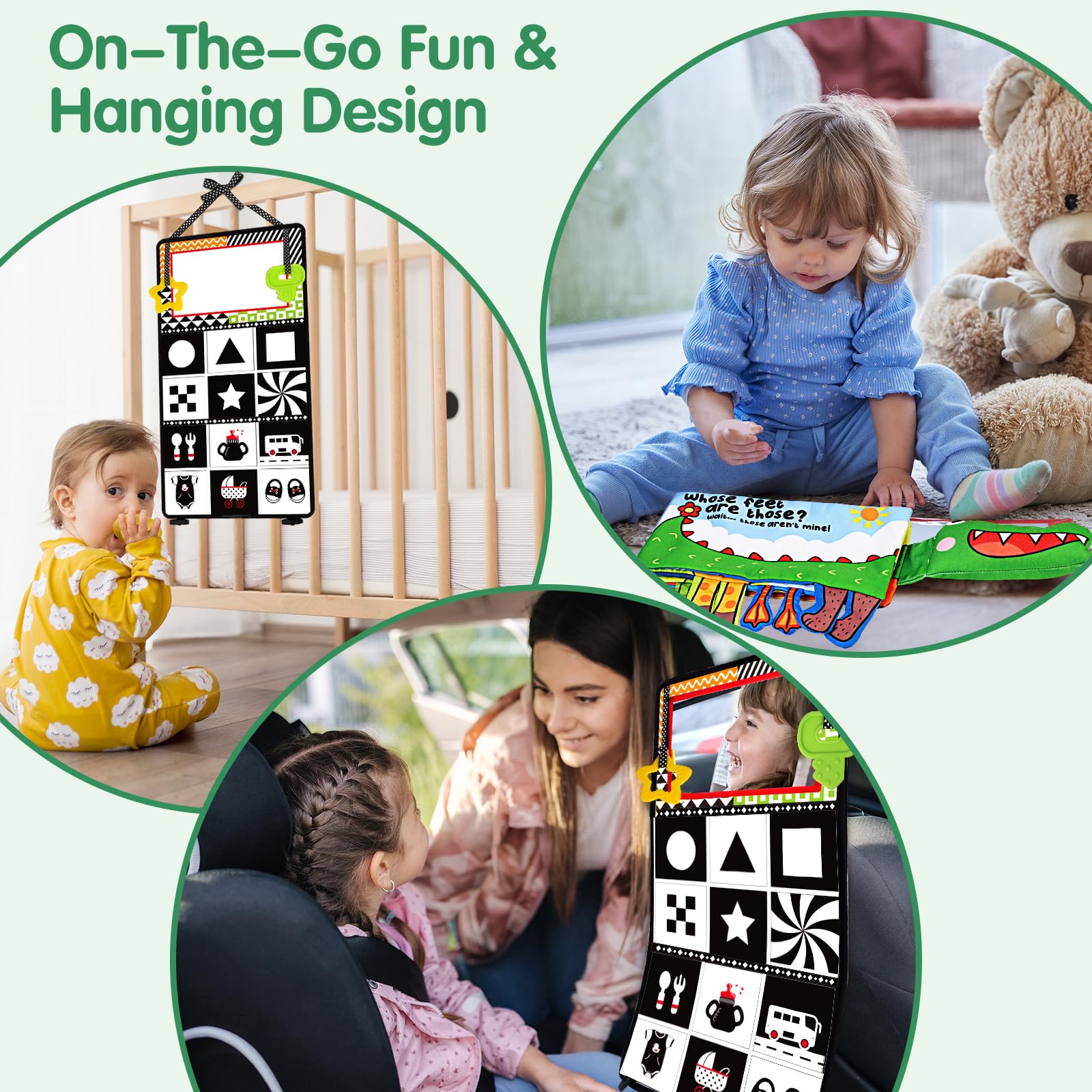 Black & White Baby Mirror Toy - 0-6 Months Brain Development for Tummy Time & Sensory Play