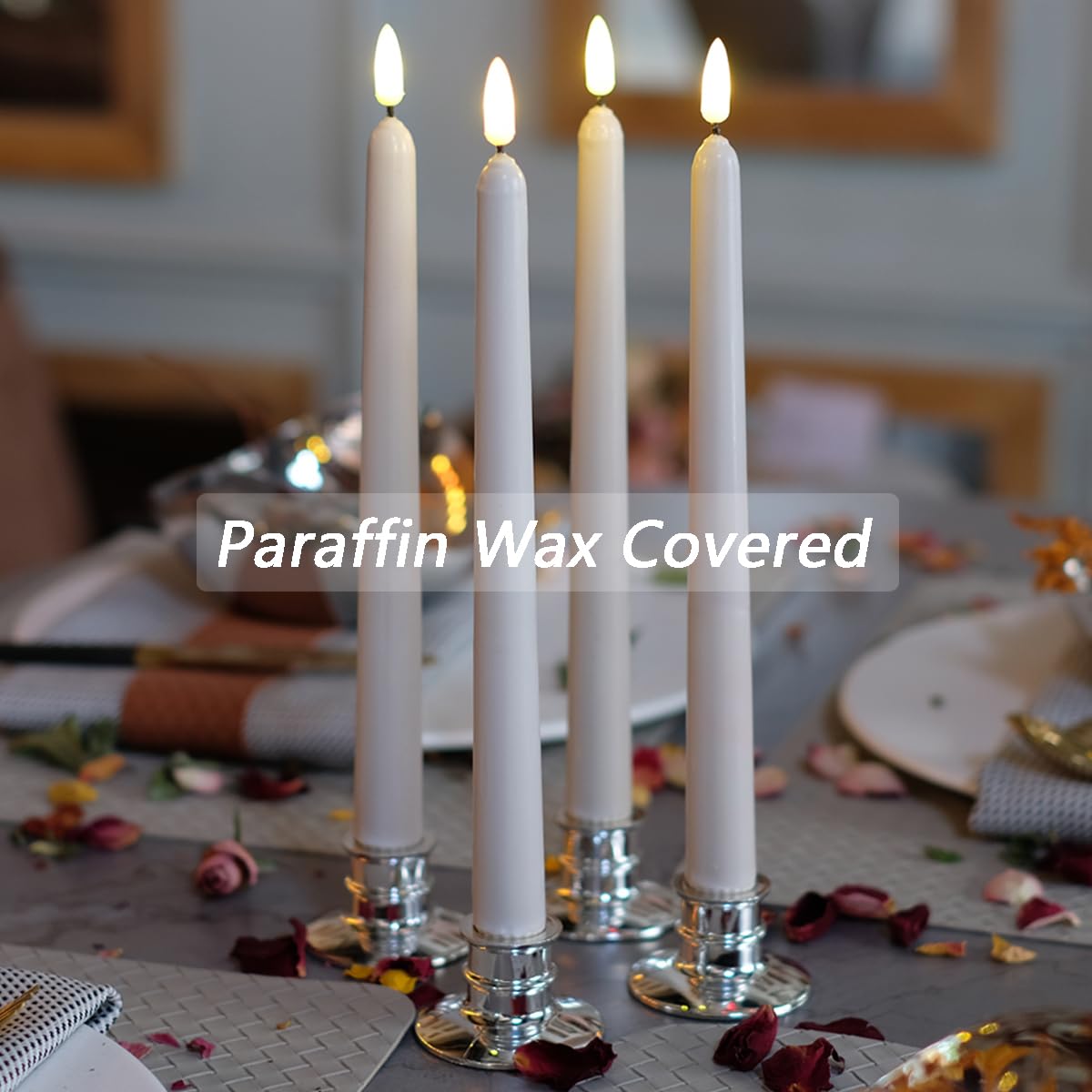 11 Inch Flameless Taper Candles with Remote & Timer - Ivory Wax Covered (0.9