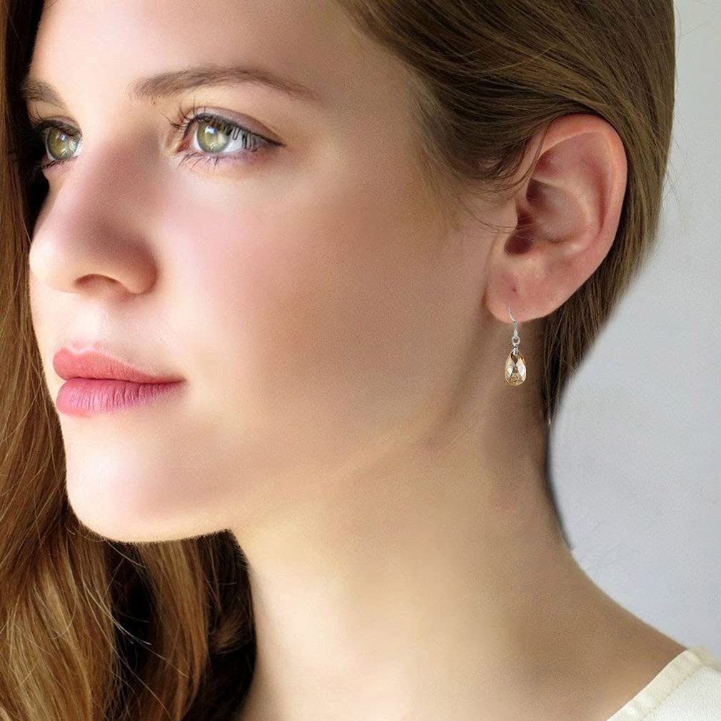 Austrian Crystal Teardrop Dangle Earrings for Women - 925 Sterling Silver Hook Hypoallergenic Jewelry - Perfect for Weddings, Parties & Special Occasions