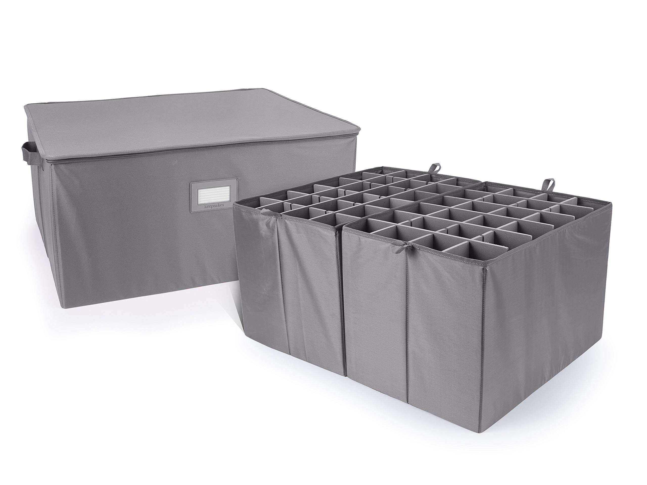 Covermates Keepsakes Adjustable Zip-Top Storage Box with FlexGrid Compartments - Heavy Duty Polyester, Reinforced Handles & Stackable Design for Home Organization - Perfect for Closet, Nursery, Office or Craft Room Storage (Graphite)