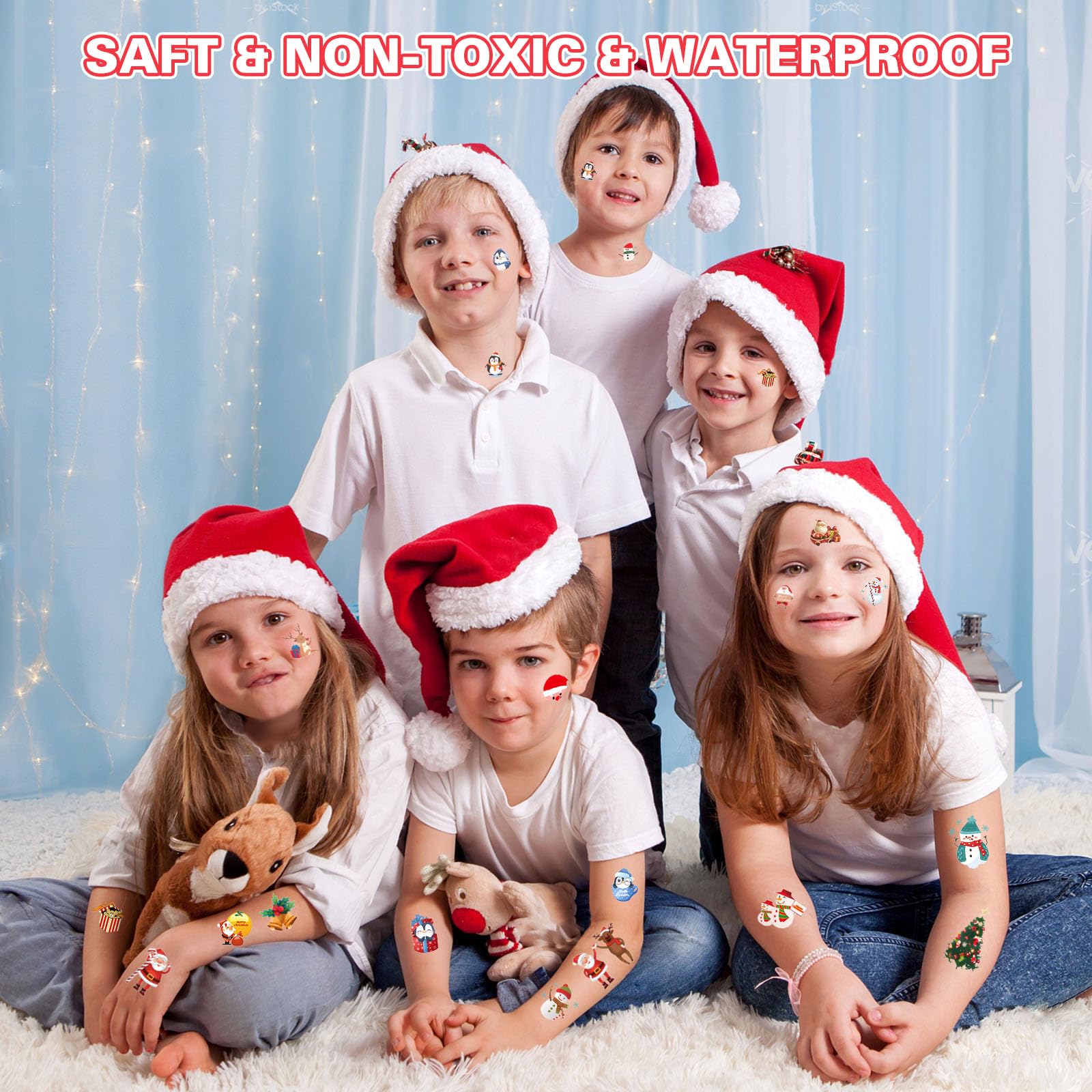 144 Pcs Christmas Temporary Tattoos for Kids - Fun Holiday Stocking Stuffers & Party Favors for Boys and Girls | Perfect for Xmas Gift Bags, Classroom Rewards & Christmas Decorations