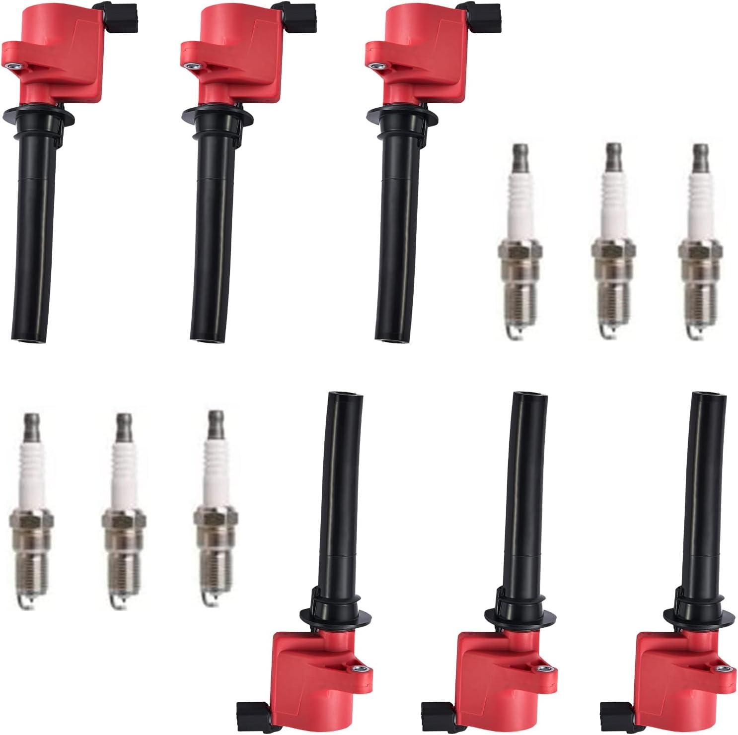High Performance 6-Piece Ignition Coil Pack & Iridium Spark Plug Set - Compatible with Ford Mazda Mercury 3.0L V6 (2000-2008) - Fits Tribute, Escape, Freestyle, Mariner, Montego, Sable, Taurus - FD502 SP493 - Improves Engine Performance & Fuel Efficiency