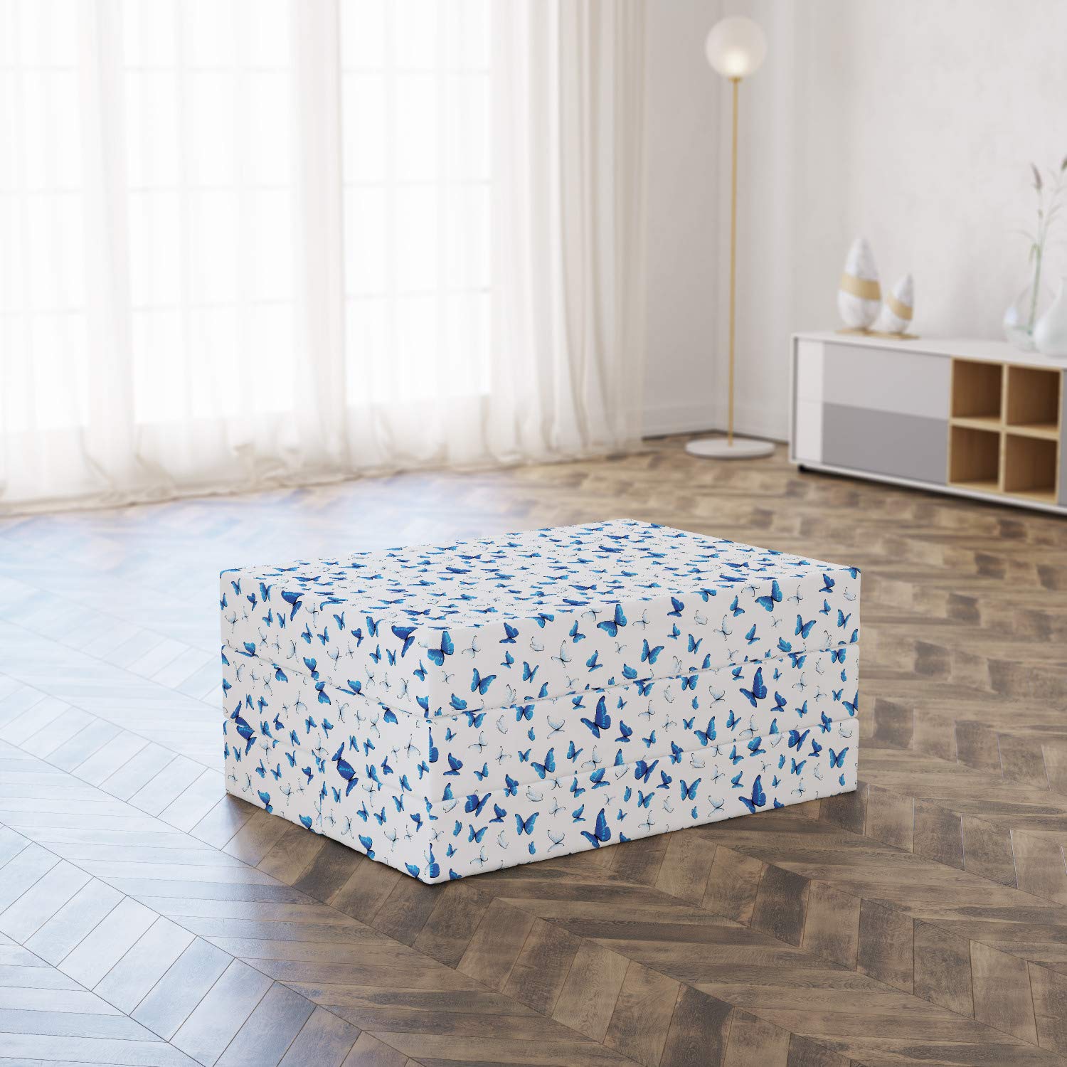 Ambesonne Butterfly Foldable Mattress - Rainforest Wilderness Design, 74.8