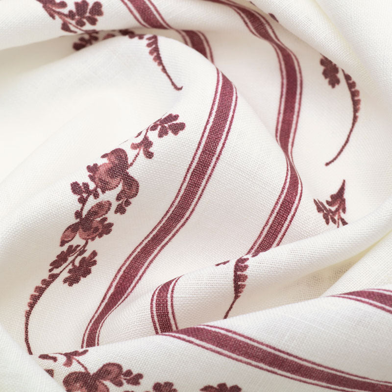 Trifolium Marchprint Linen Fabric - Raspberry Floral Design on Ivory Background | Perfect for DIY Home Decor, Quilting & Upholstery Projects