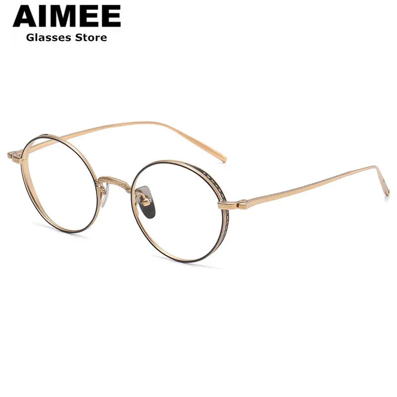 Aimee Unisex Full Rim Round Titanium Eyeglasses Frame 133087 - Lightweight Durable Glasses for Work, Reading & Everyday Wear