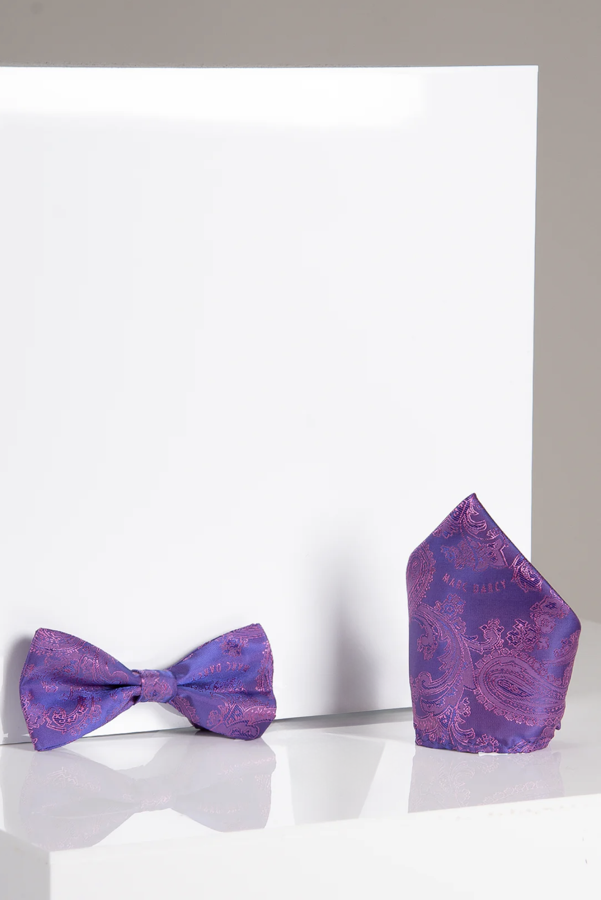 Elegant Purple Paisley Bow Tie and Pocket Square Set for Men | MD PAISLEY | Perfect for Weddings, Prom & Formal Events