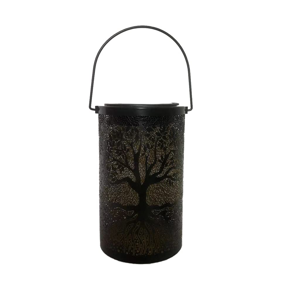Solar Outdoor Landscape Light - Wrought Iron LED Lantern with Hollow Design for Courtyard, Garden & Lawn Decoration | Portable Projection Lighting for Patio, Pathway & Backyard Ambience