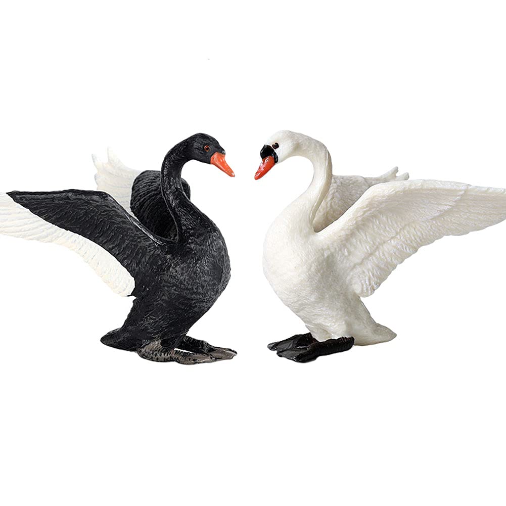 2-Piece Realistic Plastic Winged Swan Animal Figures - Educational Science Project Toys, Birthday Gift & Cake Topper for Kids | Perfect for Classroom Learning, Party Decorations & Pretend Play