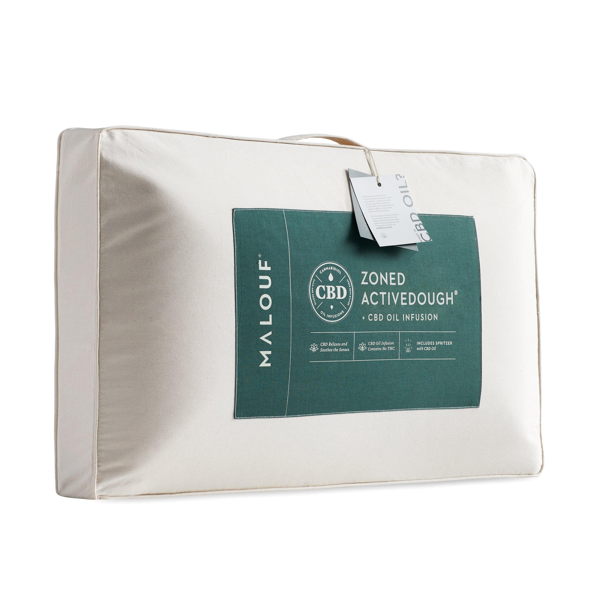 Malouf Zoned ActiveDough™ + CBD Oil Pillow for Neck Pain Relief - Cooling Memory Foam Pillow with Pressure Relief for Side & Back Sleepers - Perfect for Home, Office & Travel Use