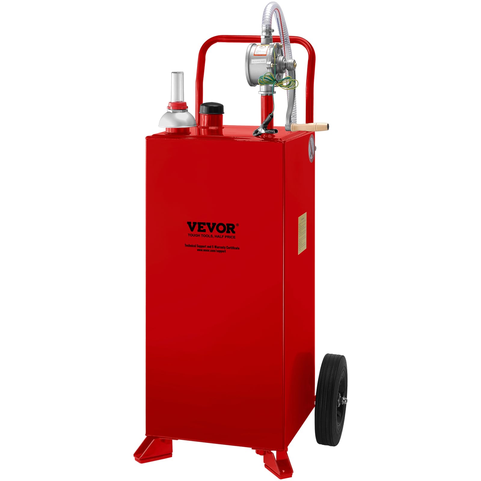 VEVOR 30 Gallon Portable Fuel Caddy with Manual Pump - Gas & Diesel Storage Tank on Wheels for Cars, Lawn Mowers, ATVs, Boats - Ideal for Home, Farm & Outdoor Use