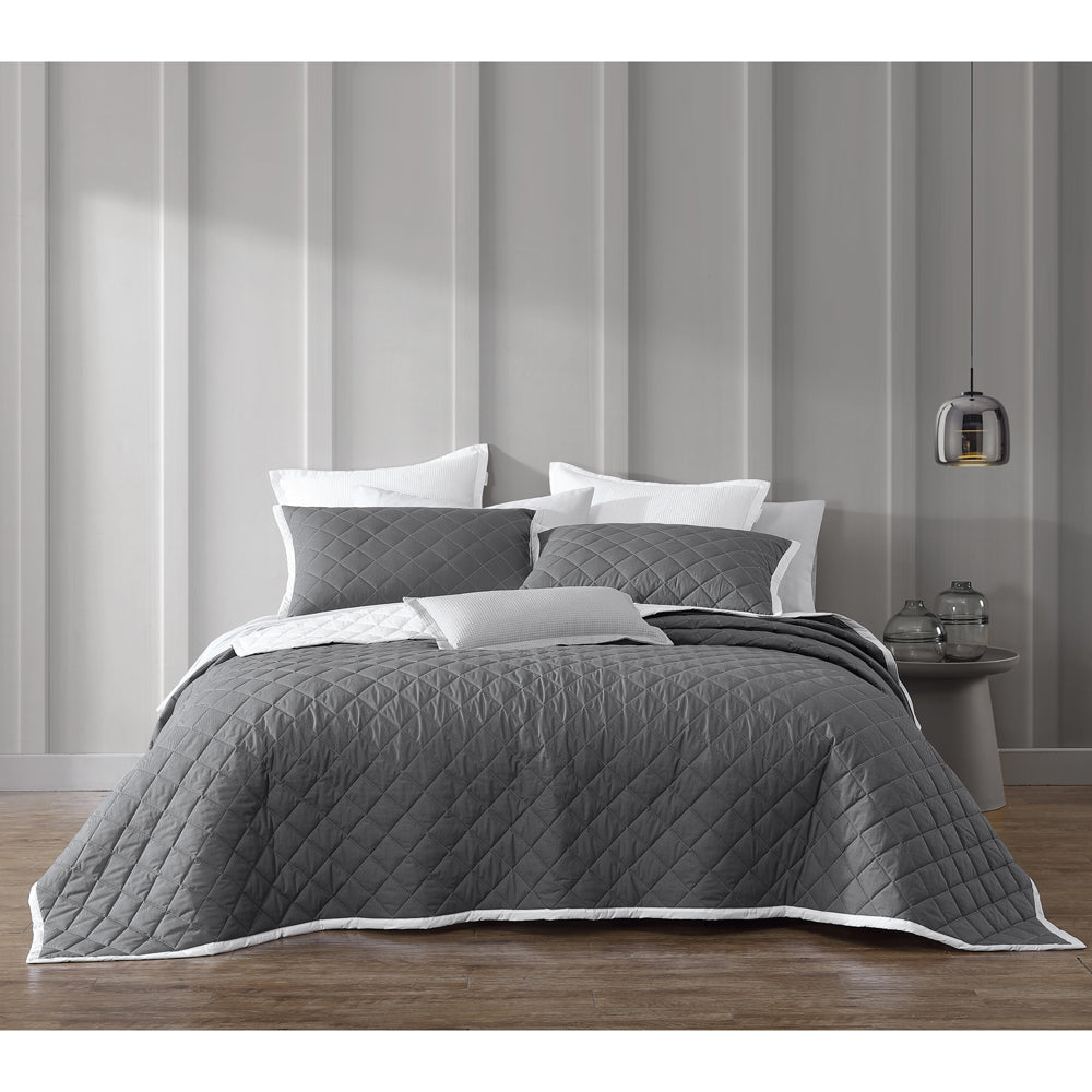 Essex Charcoal Queen Size Bedspread - Soft & Breathable Bed Cover for All Seasons | Perfect for Master Bedroom, Guest Room & Dorm Decor