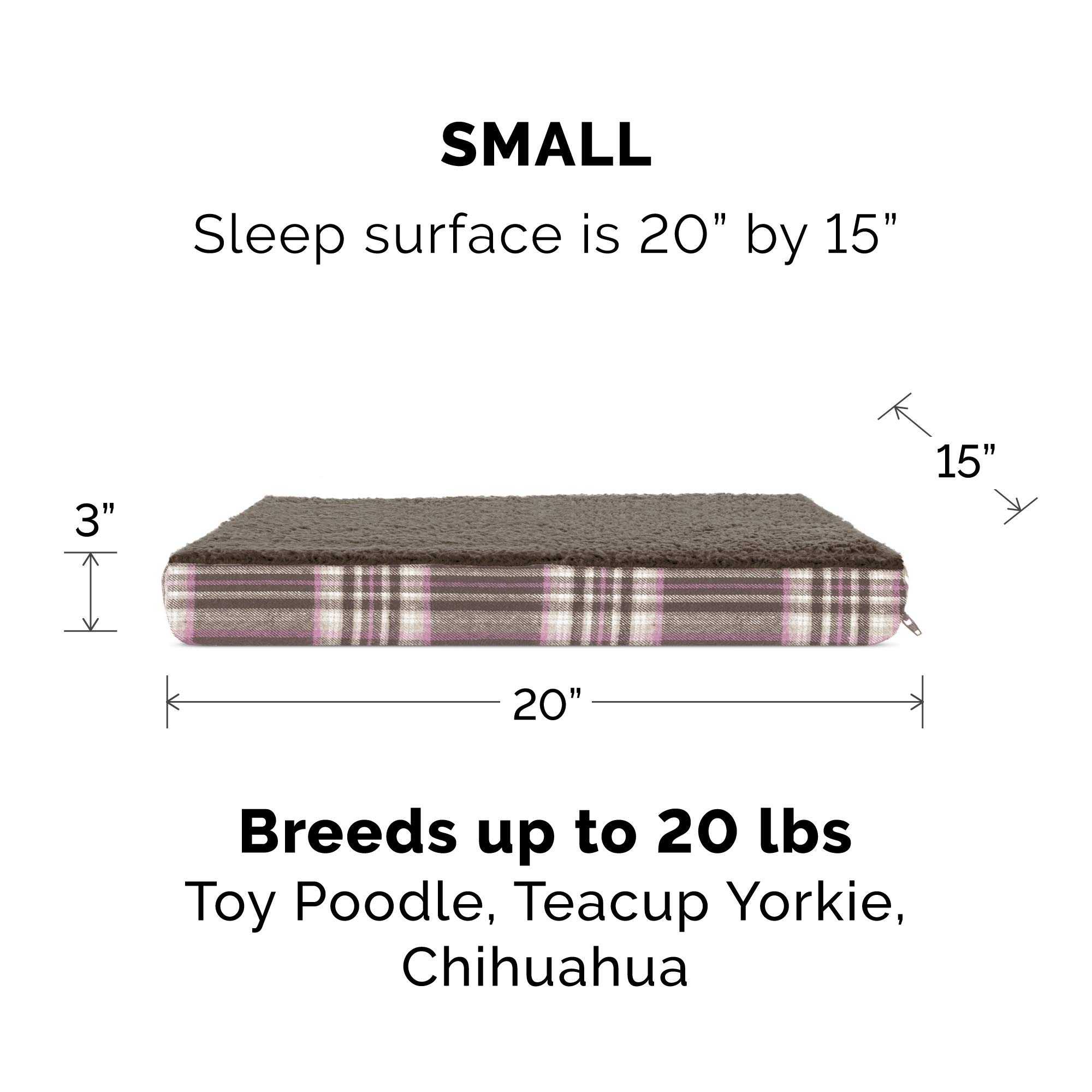 **Furhaven Orthopedic Dog Bed for Small Dogs Under 20 lbs - Washable Sherpa & Plaid Flannel Mattress - Java Brown Small - Perfect for Crates, Kennels & Pet Sofas**