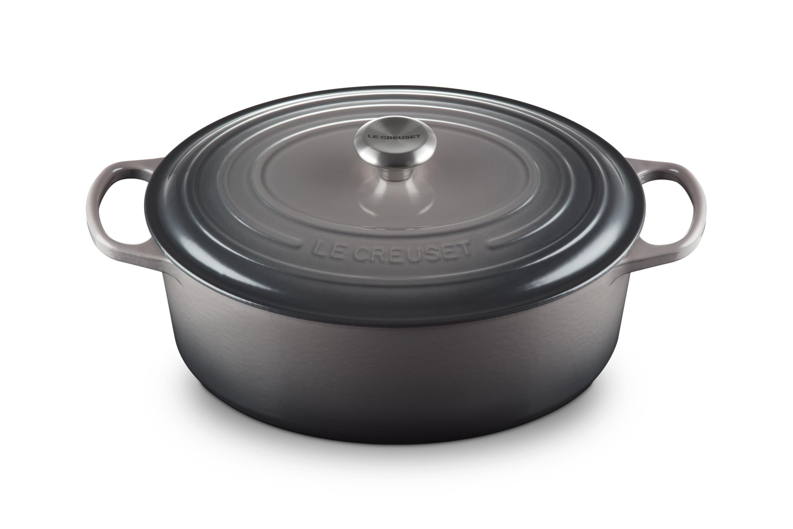 Le Creuset Signature Enameled Cast Iron Oval Dutch Oven 8 Quart - Oyster Color | Premium French Oven for Braising, Roasting & Baking | Perfect for Soups, Stews & Bread Making