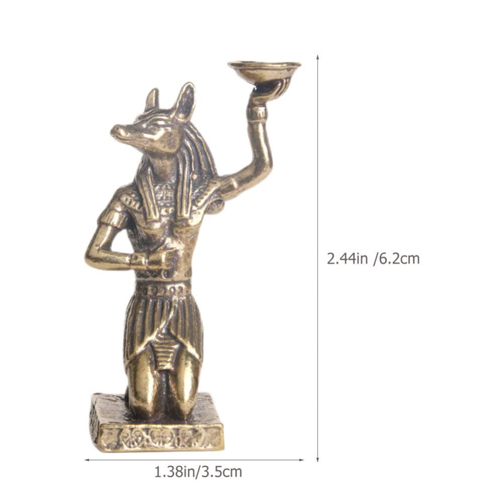 FOMIYES Brass Egyptian Statue - Handcrafted Anubis Figurine, Golden Brass Decor for Home Office, Ancient Egypt Statue Collection, Unique Gift for History Lovers & Desk Display