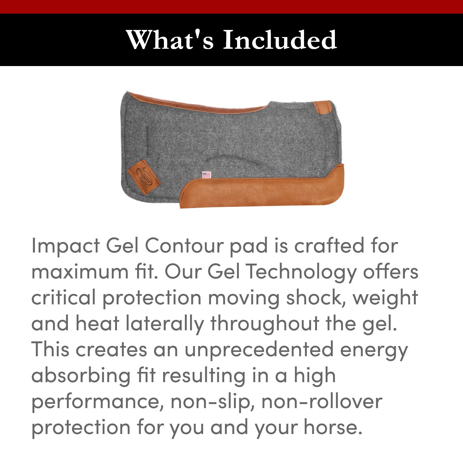 Impact Gel Contour Felt Saddle Pad for Horses - Shock Absorbing & Pressure Relief - Perfect for Trail Riding, Dressage & Jumping