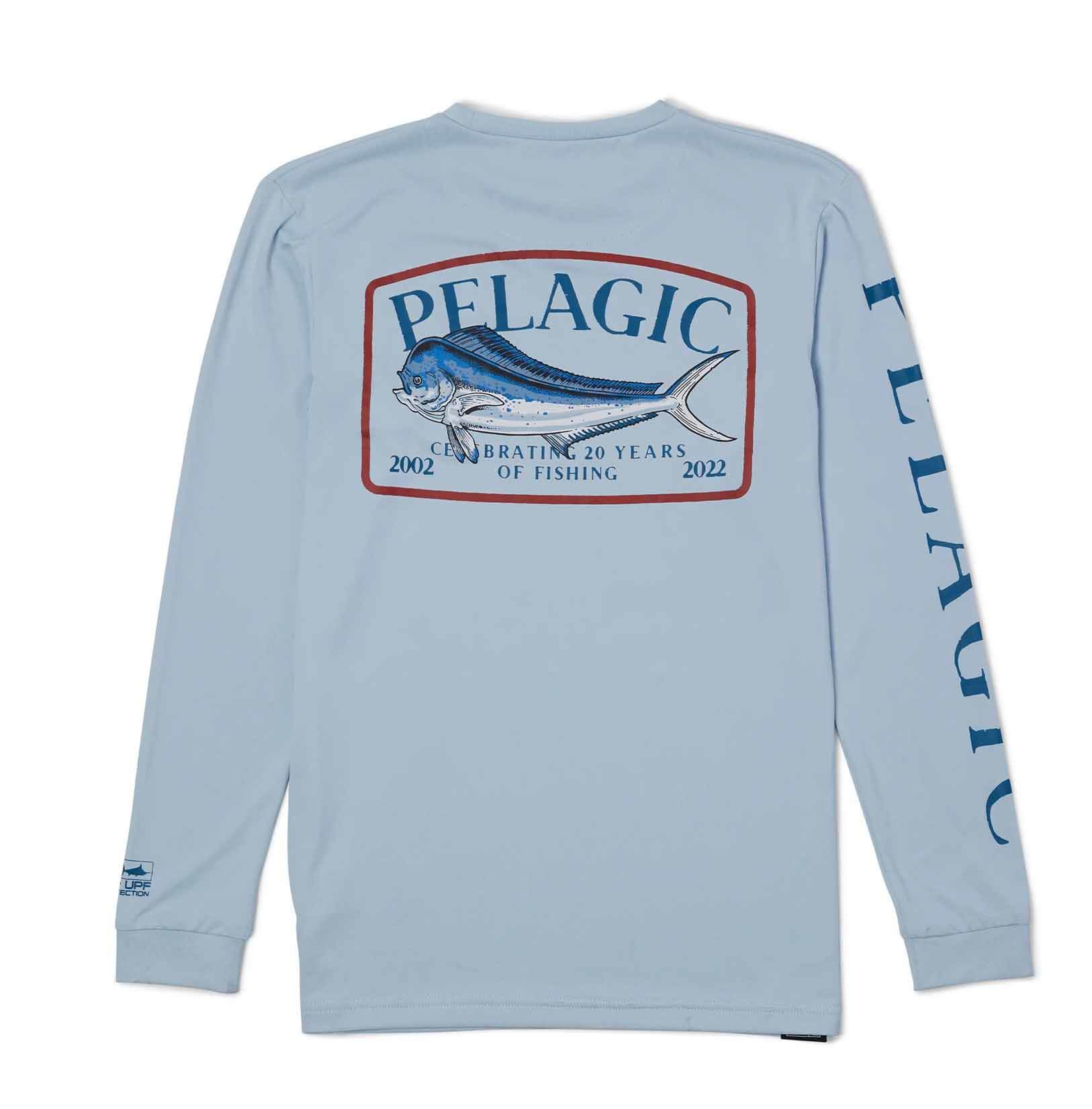 Pelagic Light Blue Aquatek Performance Fishing Shirt for Game Fish & Dorado – Ideal for Saltwater Fishing & Offshore Angling