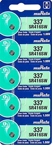 Murata 337 SR416SW 1.55V Silver Oxide Button Cell Battery - 15 Pack for Watches, Calculators, Medical Devices & Small Electronics - Long Lasting Power Supply
