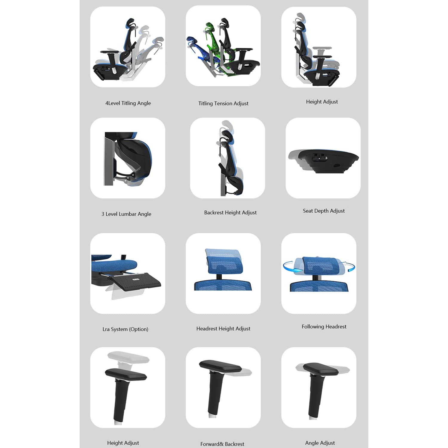 AVLUZ Ergonomic Office Chair with 3D Adjustable Armrests, Breathable Mesh Back & Lumbar Support - Comfortable Computer Desk Chair for Work, Gaming & Home Office (Gray with Footrest) - Perfect for Long Hours Sitting & Back Pain Relief