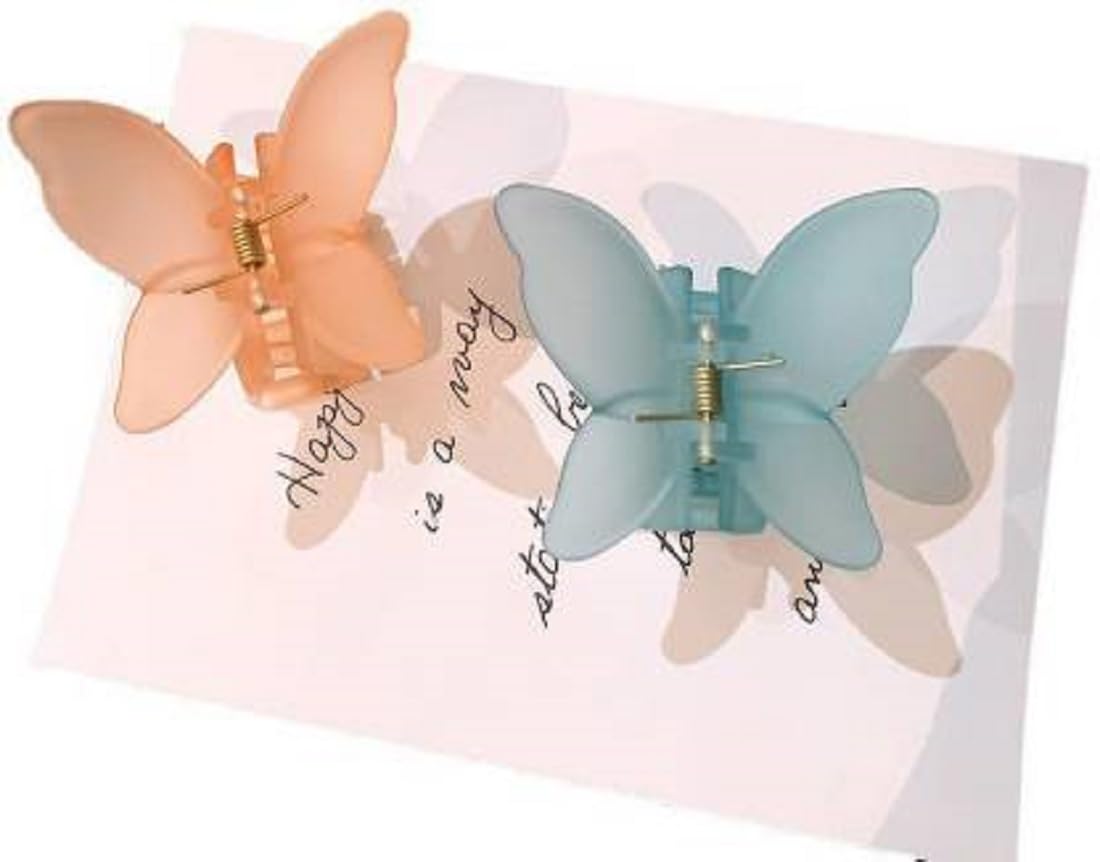 Abrish Matte Finish Hair Claw Clips - Large Pearl Butterfly Hair Clips for Women | Korean Style Transparent Hair Clutchers | Perfect for Parties, Weddings & Everyday Hairstyles