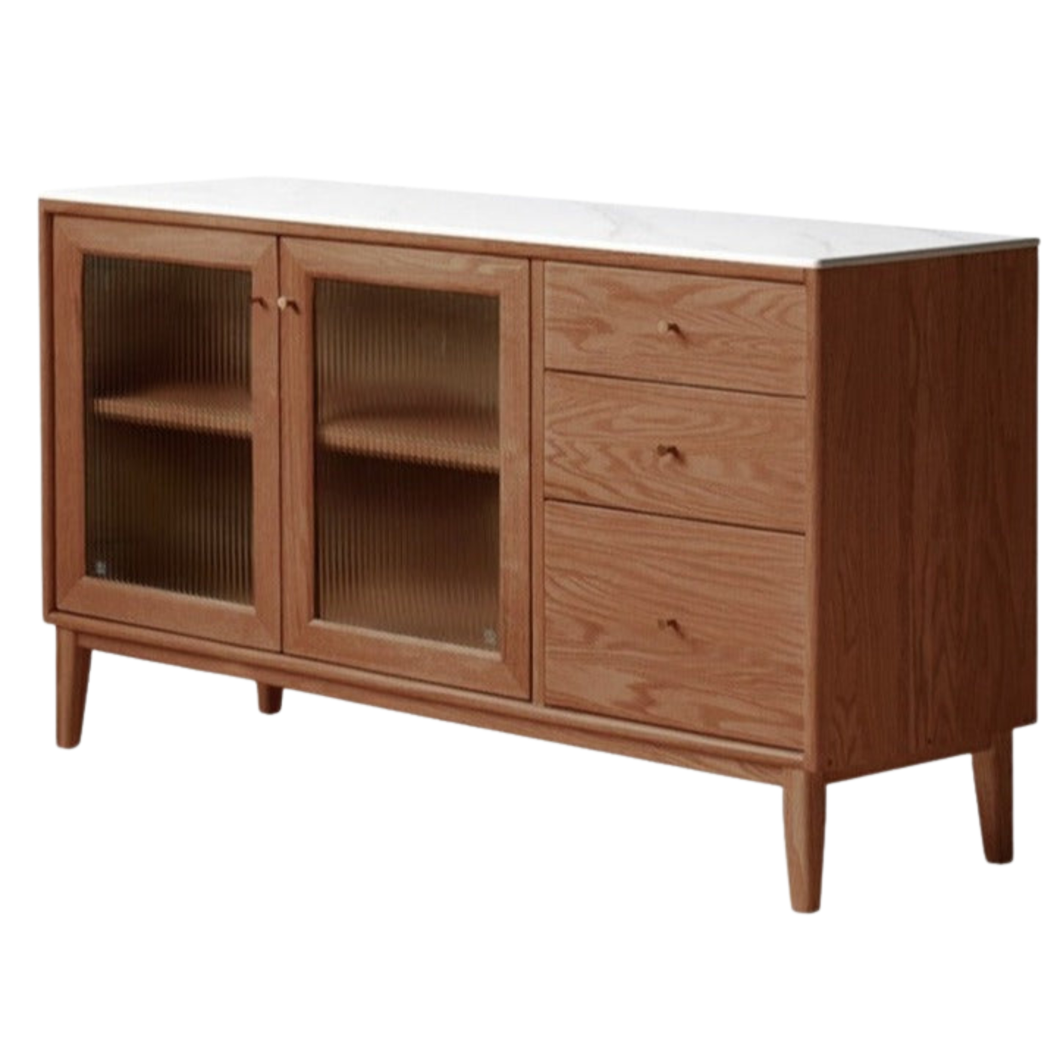 Solid Oak Wood Sideboard Buffet Cabinet - Rustic Dining Room Storage for Dishes, Linens & Entertaining Essentials