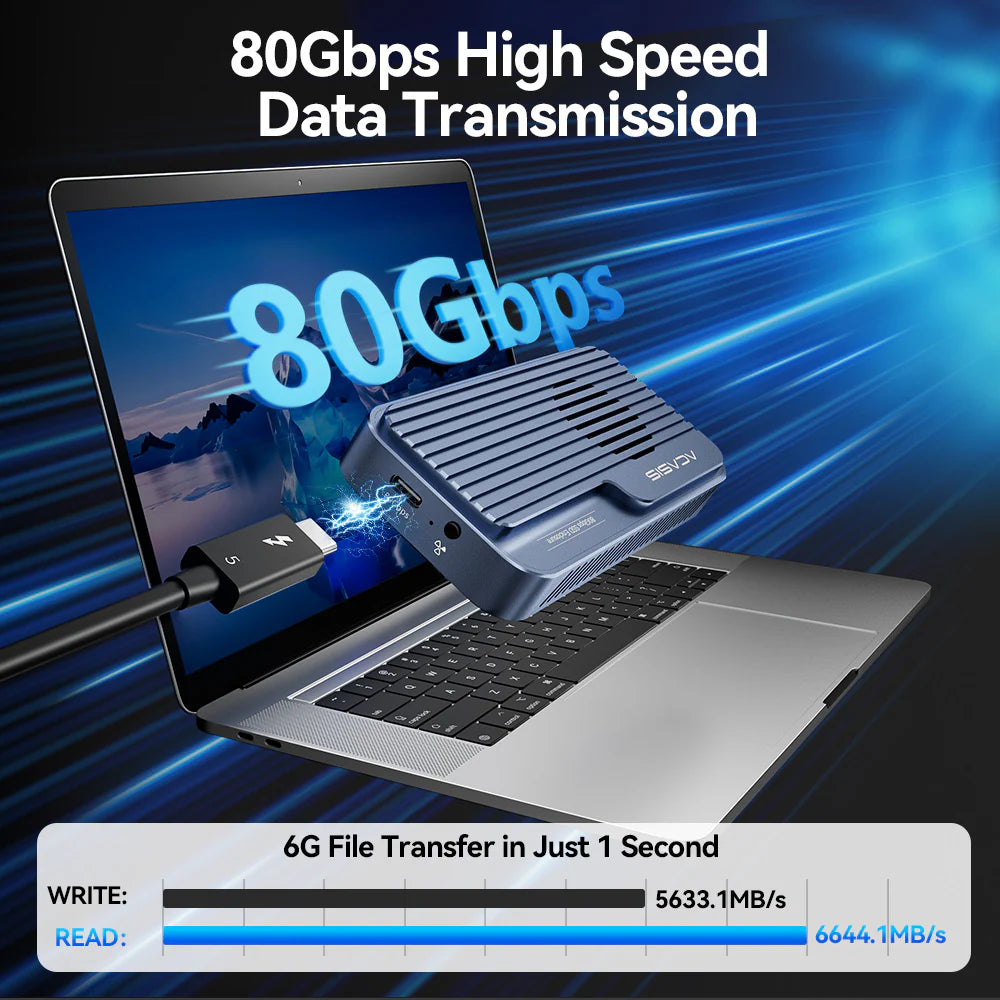 Acasis 80Gbps M.2 NVMe SSD Thunderbolt 5 Enclosure - Ultra-Fast External Storage for 4K Video Editing & Gaming | Mac & PC Compatible