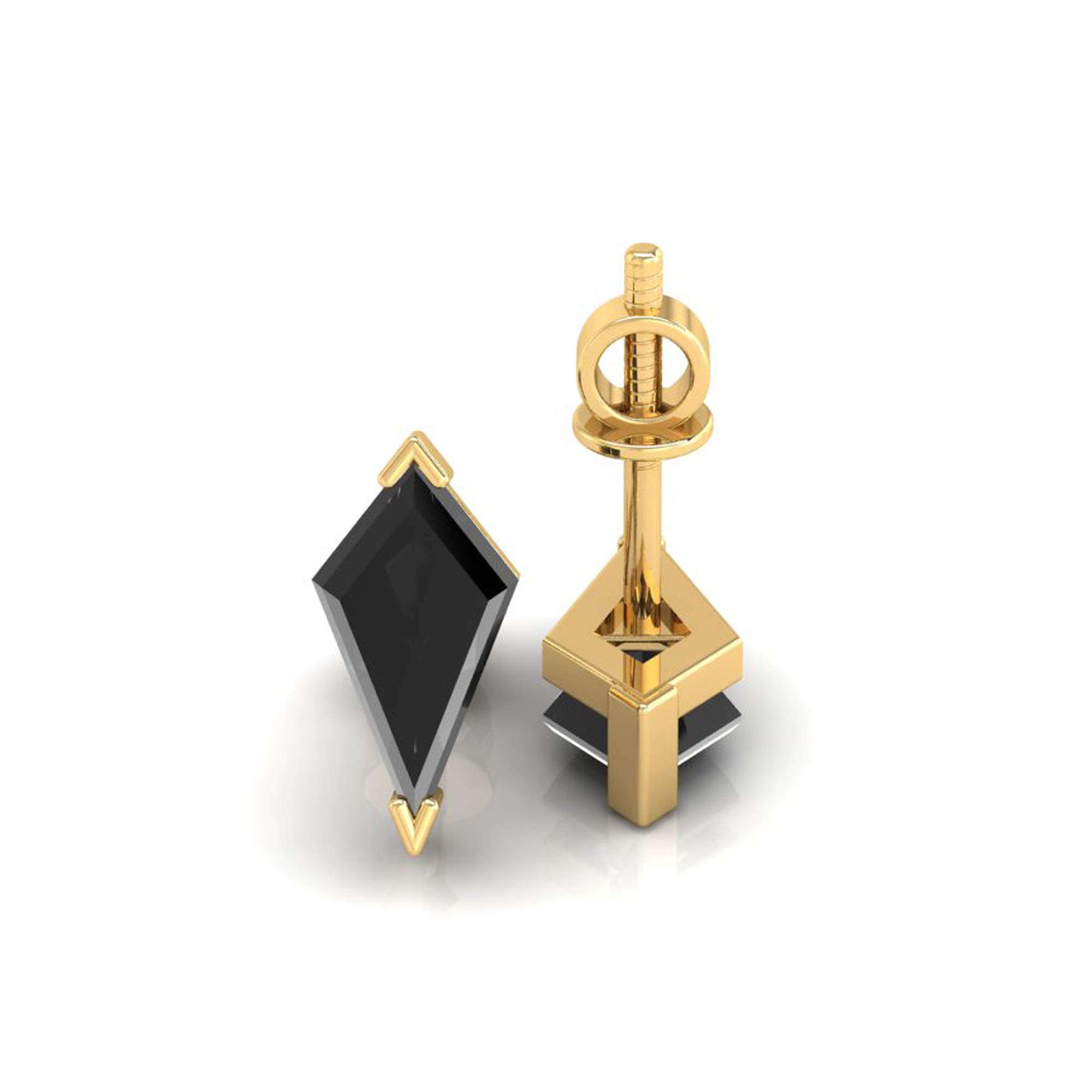 0.66 CTW Black Moissanite Stud Earrings for Women - Kite Cut V-Prong Screw Back Earrings - Wedding, Anniversary & Special Occasion Jewelry Gift
