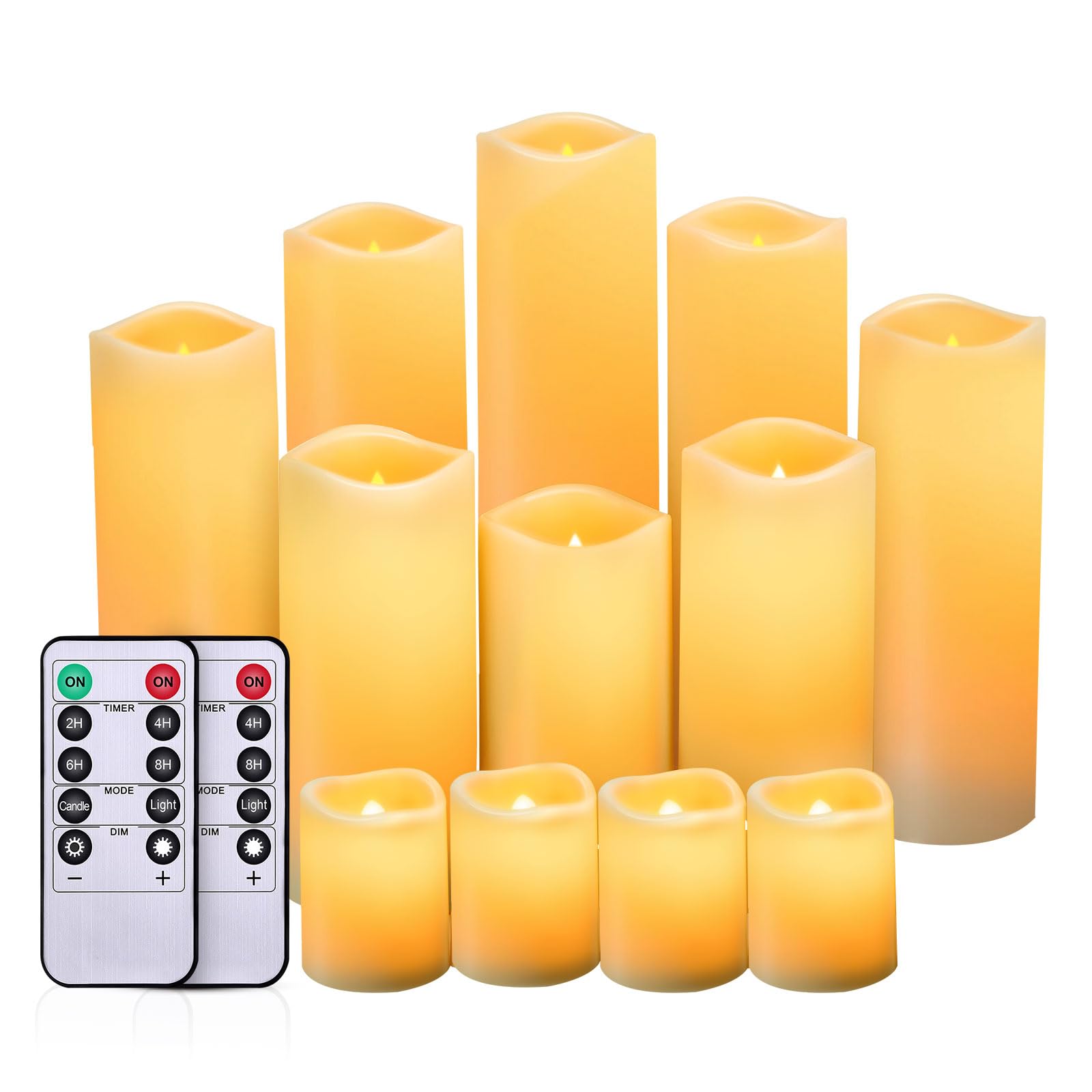 Flameless LED Candles with Remote Timer - Set of 12 Waterproof Battery Operated Pillar Candles for Christmas, Wedding, Home Decor - Romantic Ambiance for Dining, Bathroom & Bedroom Lighting