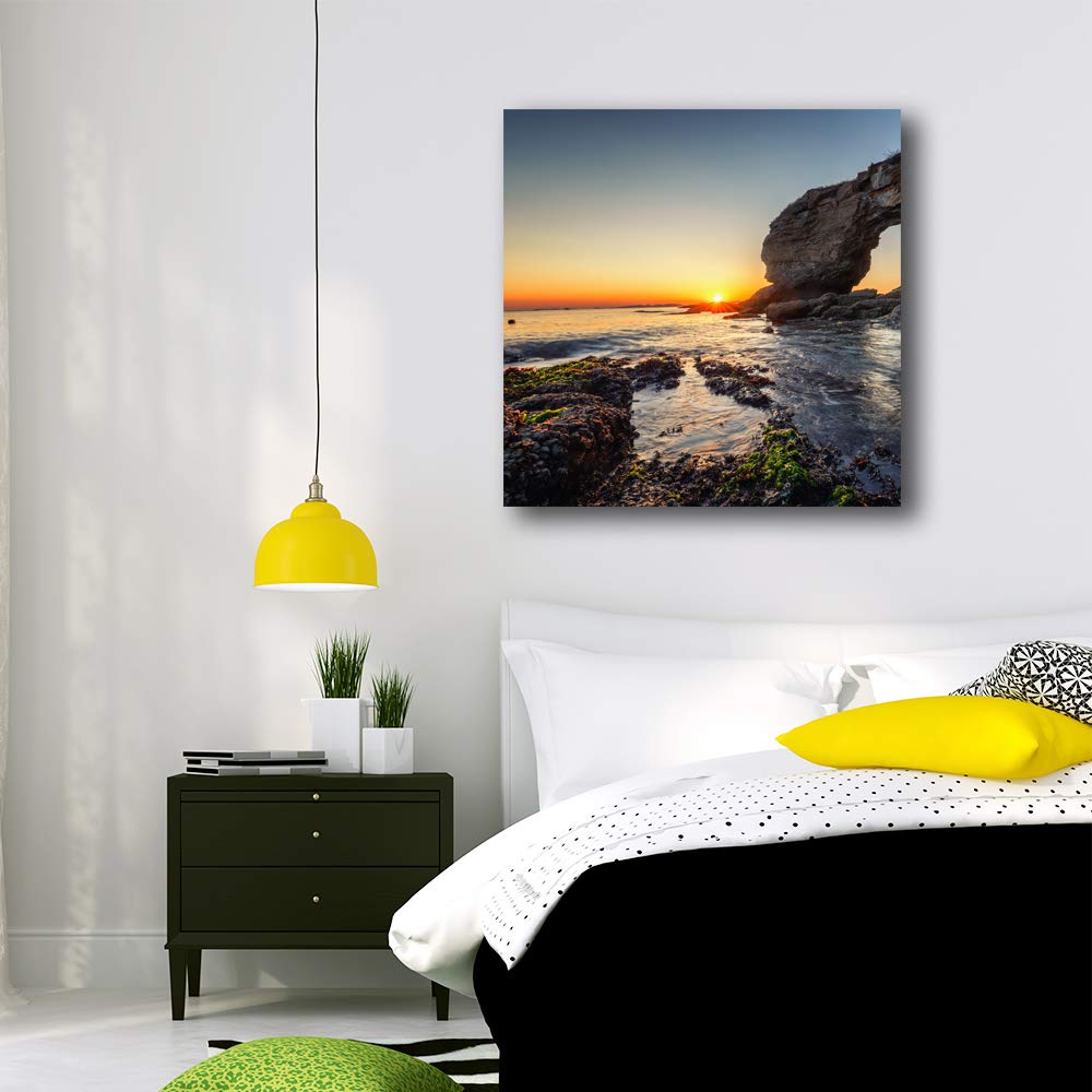 Wall26 Seaside at Dusk Canvas Wall Art - 12x12 Inch Framed Painting Print for Bedroom & Living Room Decor | Coastal Home Decor, Beach House Wall Art, Ocean Themed Interior Design