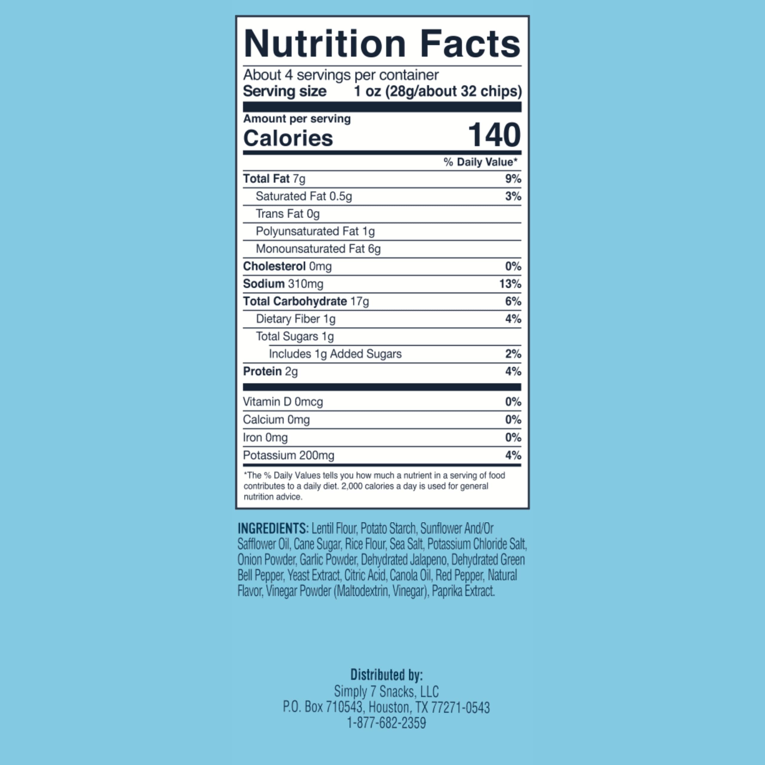 Simply7 Gluten-Free Lentil Chips, Jalapeño Flavor, 4 Oz Bag – Crunchy Vegan Snack for Parties, Healthy On-the-Go Food & Keto-Friendly Diet