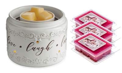 Live Laugh Love Aromatherapy Wax Warmer Gift Set with 3 Spiced Pumpkin Scented Wax Melts - Perfect for Home Decor, Relaxation & Holiday Gifts