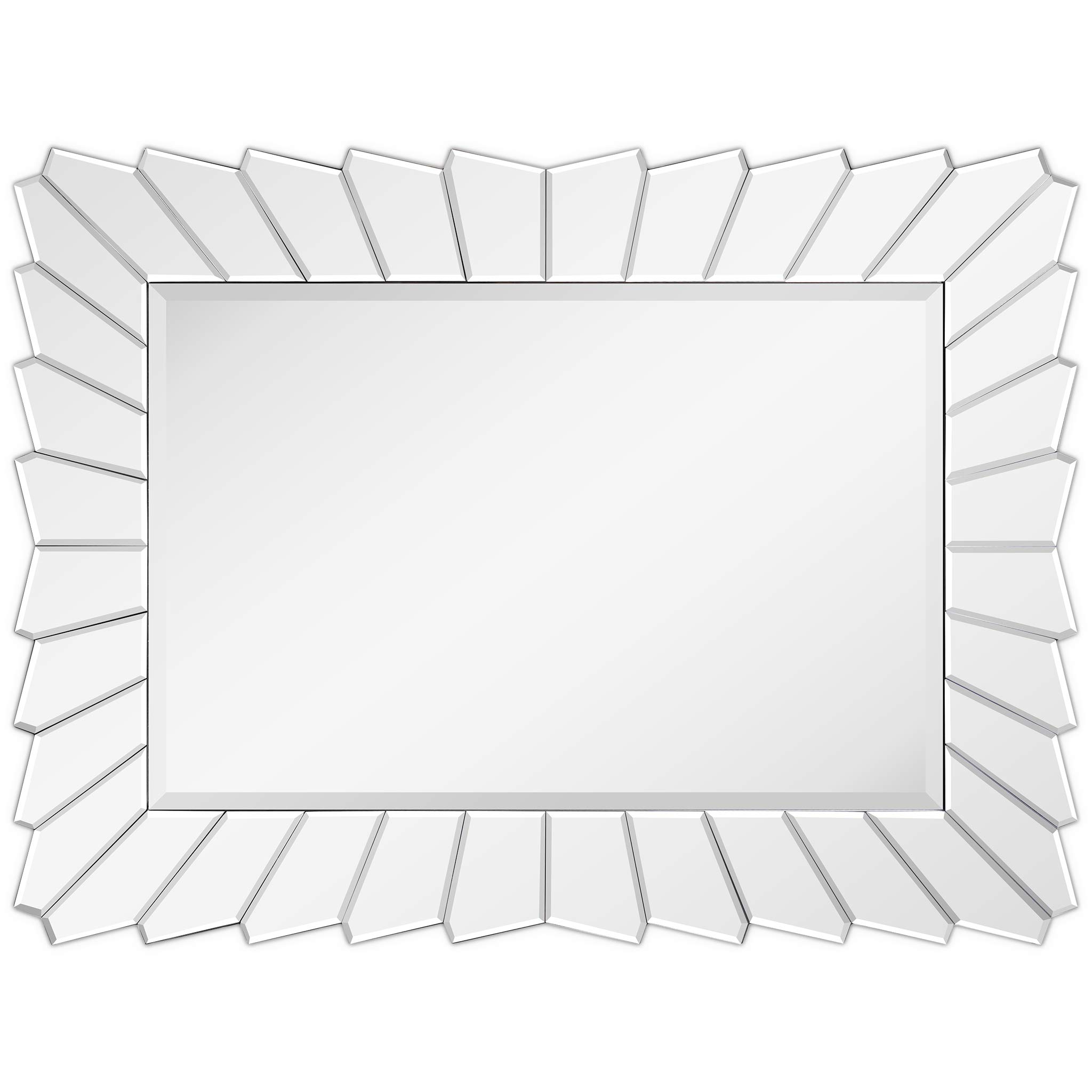 Empire Art Direct Traverse Modern Beveled Rectangular Wall Mirror - Elegant Alternating Mirror Cut Design for Bathroom, Vanity & Living Room - Ready to Hang Home Decor Mirror for Bedroom, Entryway & Dressing Area