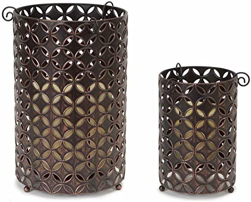 Elegant Geometric Filigree Candle Holders Set of 2 - Vintage Table Centerpiece Decor for Wedding, Halloween & Home - Wall or Tabletop Candle Display for Romantic Ambiance & Holiday Decorating
