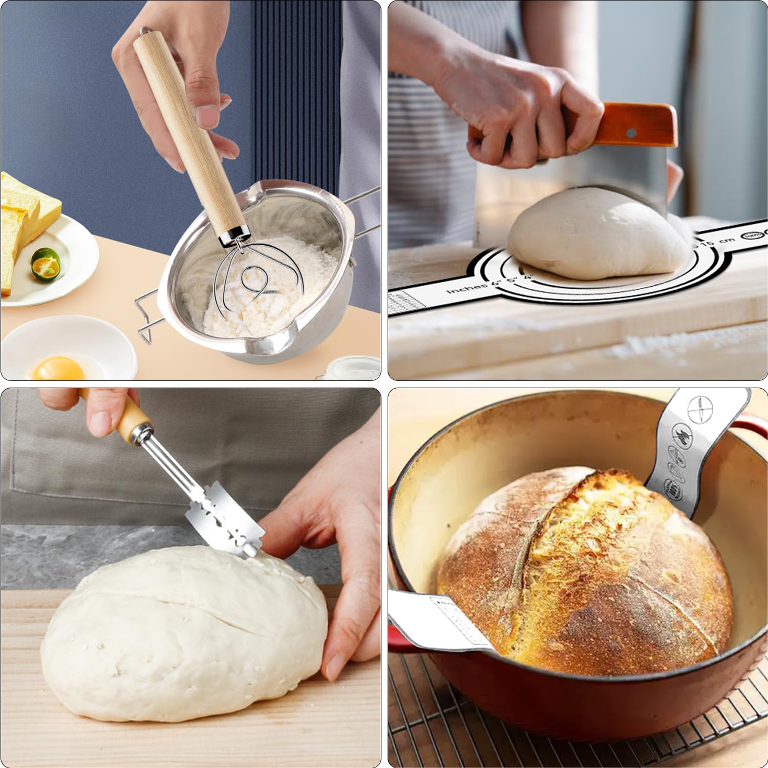 **24PCS Sourdough Starter Kit for Beginners – 2 Silicone Banneton Bread Proofing Baskets, 10 Bread Bags – Complete Baking Supplies for Homemade Artisan Bread | Perfect for Home Bakers & Bread Lovers**