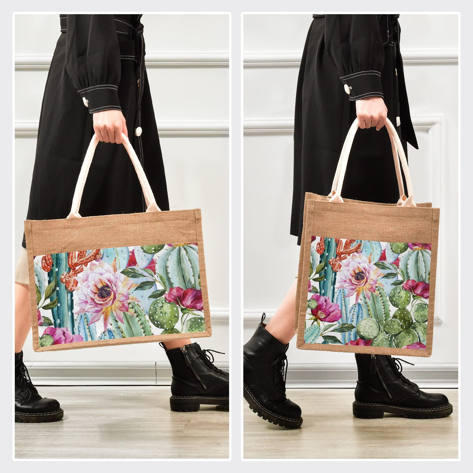 Eco-Friendly Jute Tote Bags with Zipper Closure & Sturdy Handles - 10